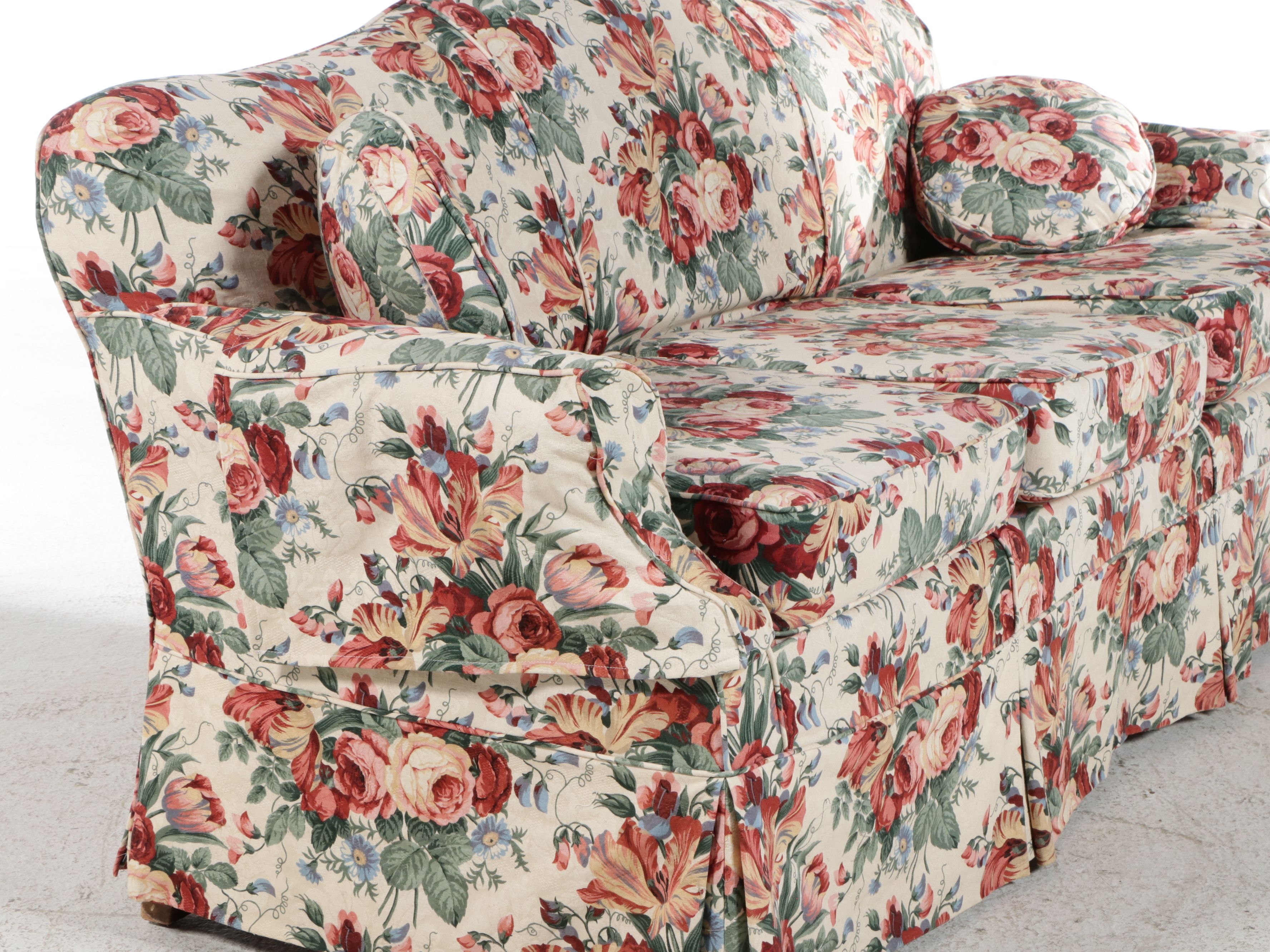 Chippendale Style Floral Slipcovered Camelback Sofa, 20th Century