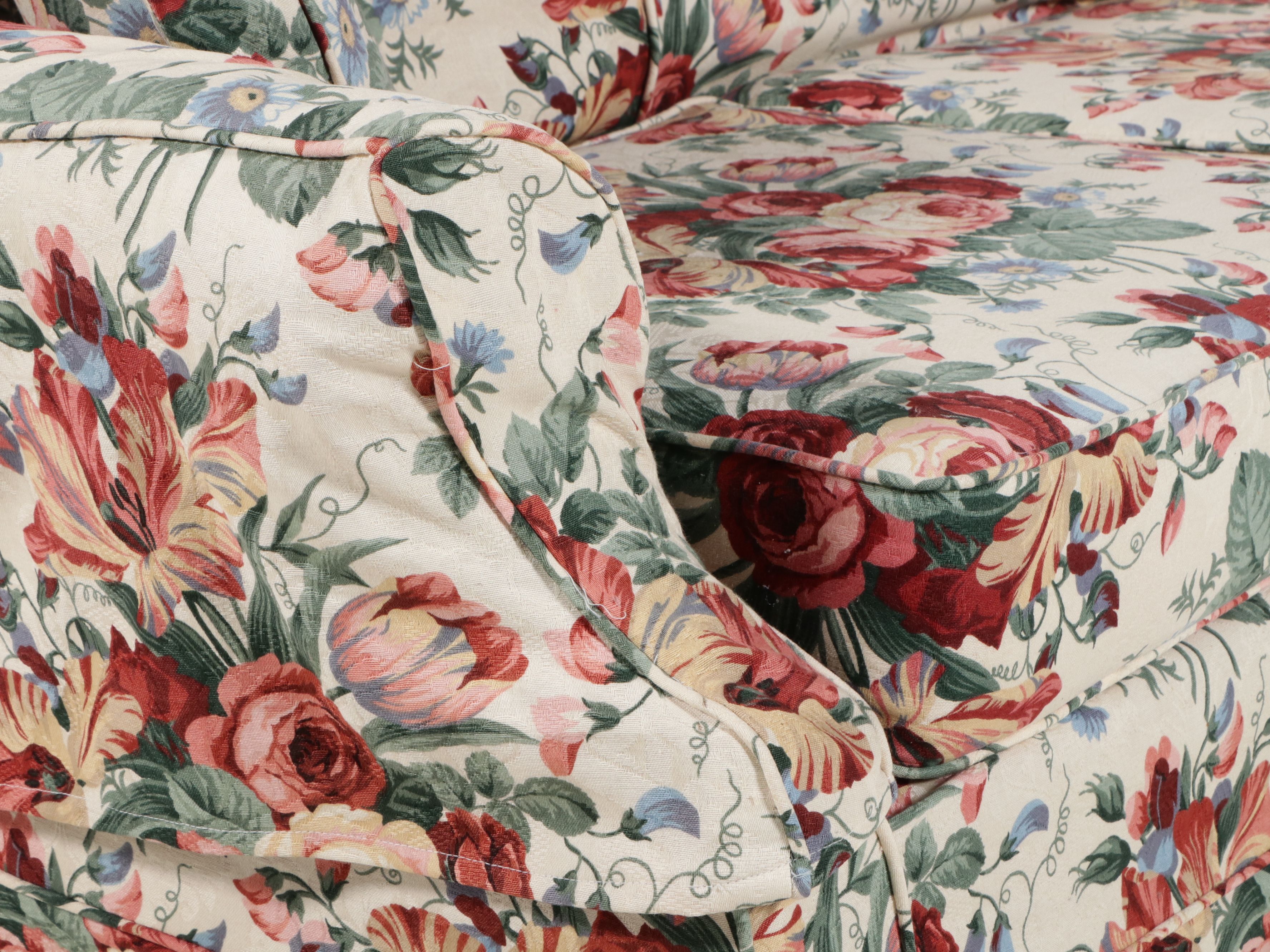 Chippendale Style Floral Slipcovered Camelback Sofa, 20th Century