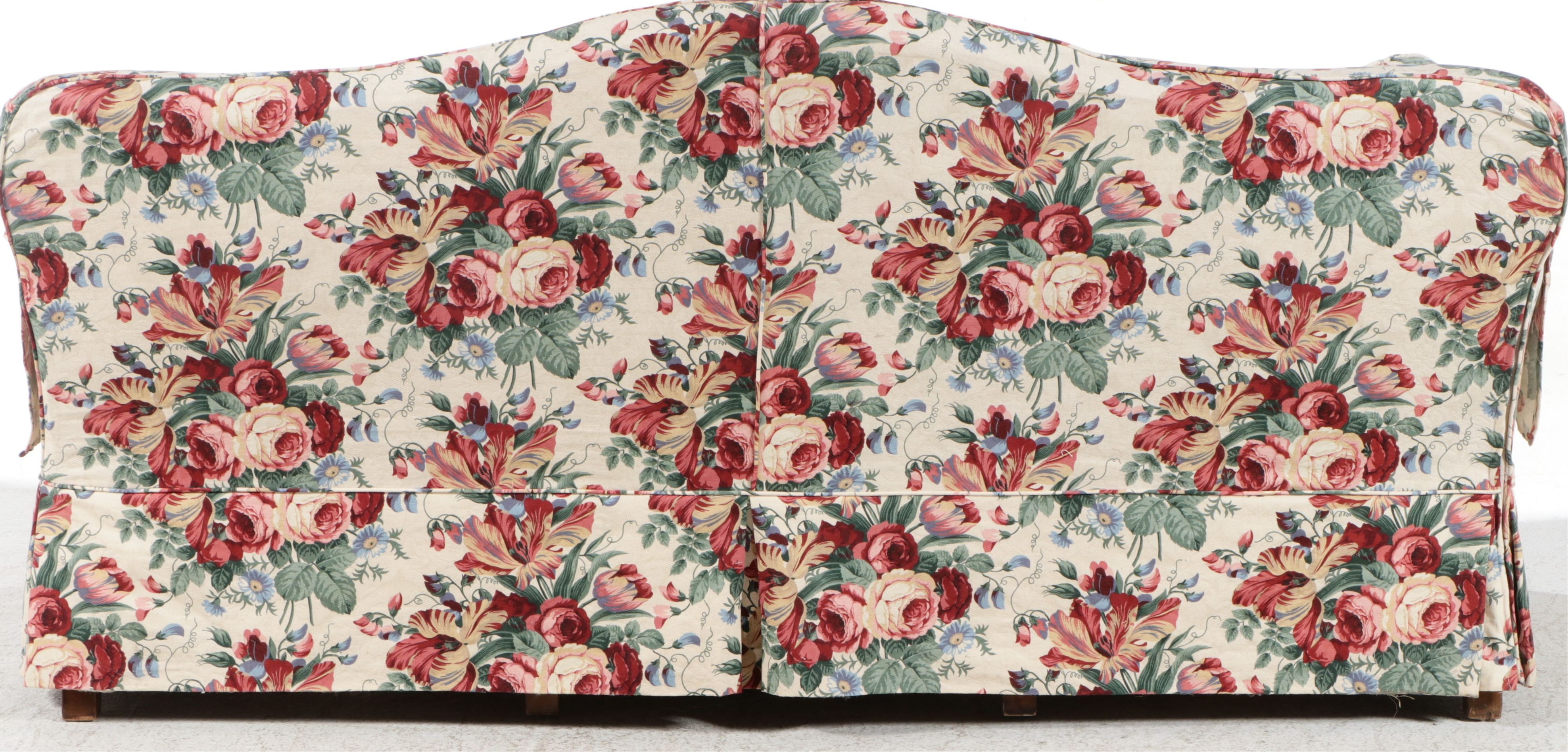 Chippendale Style Floral Slipcovered Camelback Sofa, 20th Century