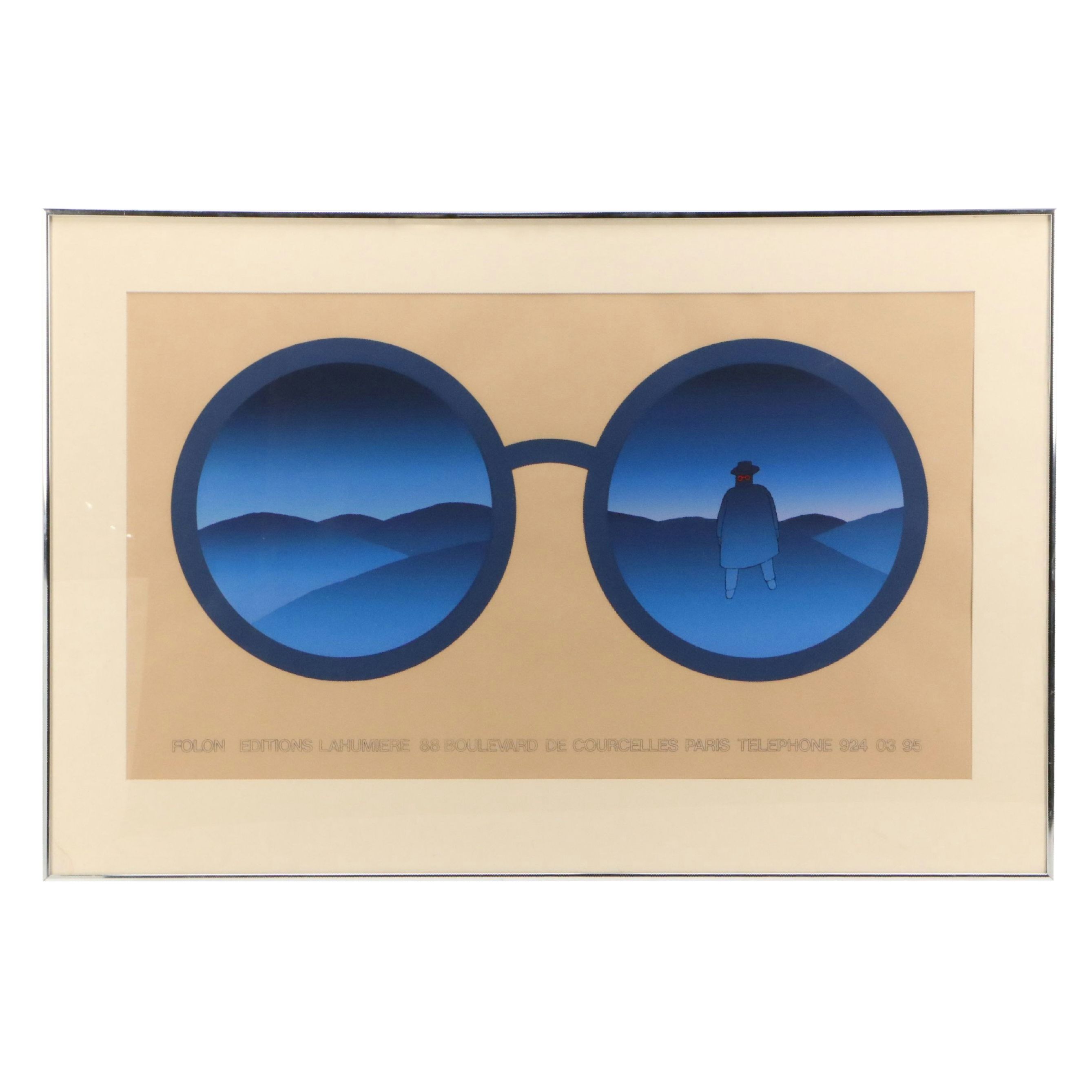 Jean-Michel Folon Serigraph of Eyeglasses, Mid-20th Century