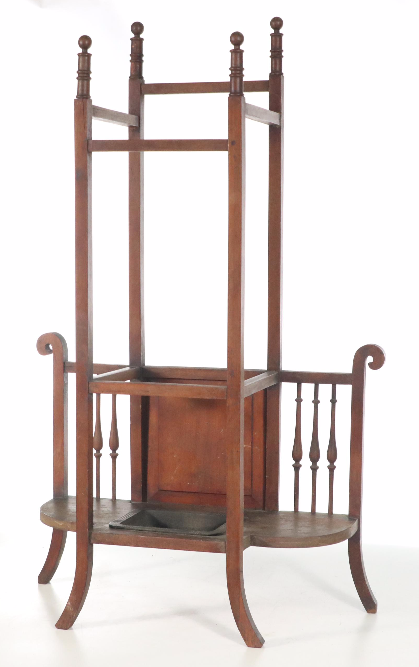 Aesthetic Movement Walnut Hall Stand, Late 19th Century