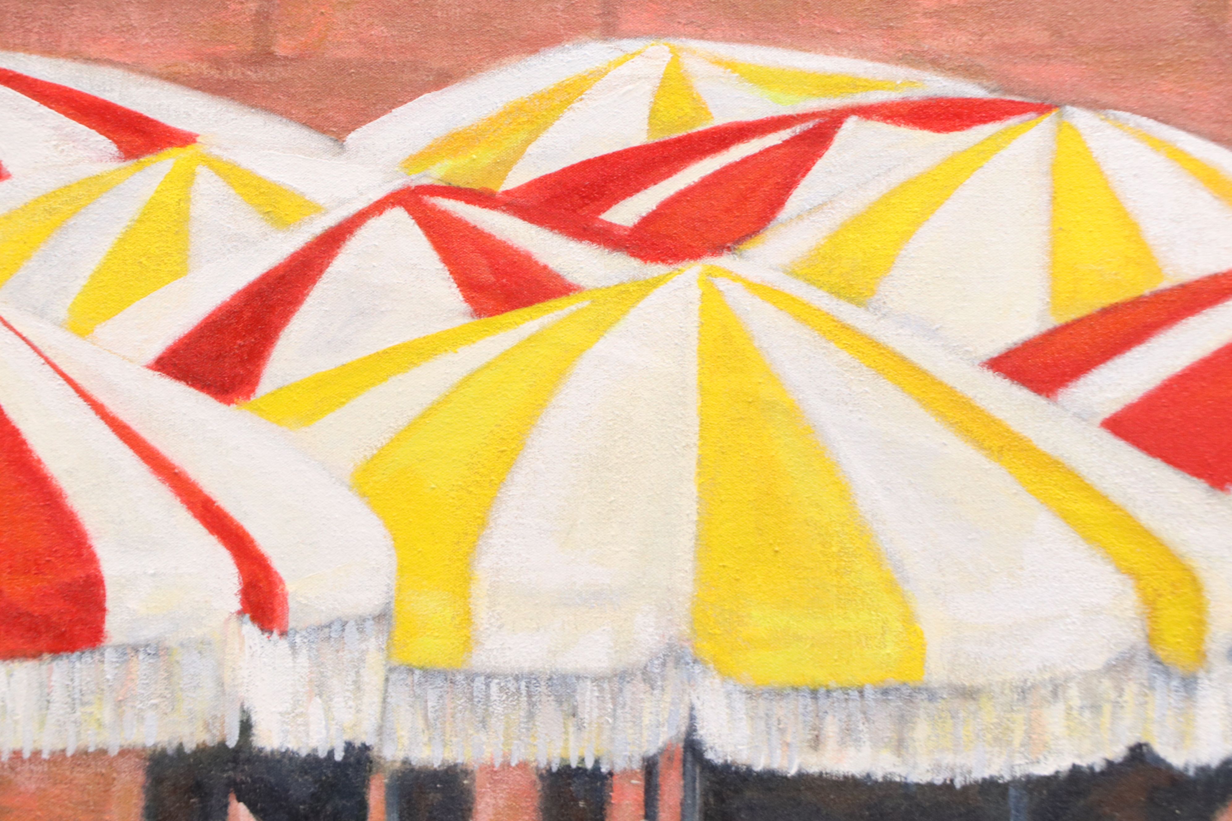 Dorothy Thompson Oil Painting of Outdoor Dining Scene, 20th Century