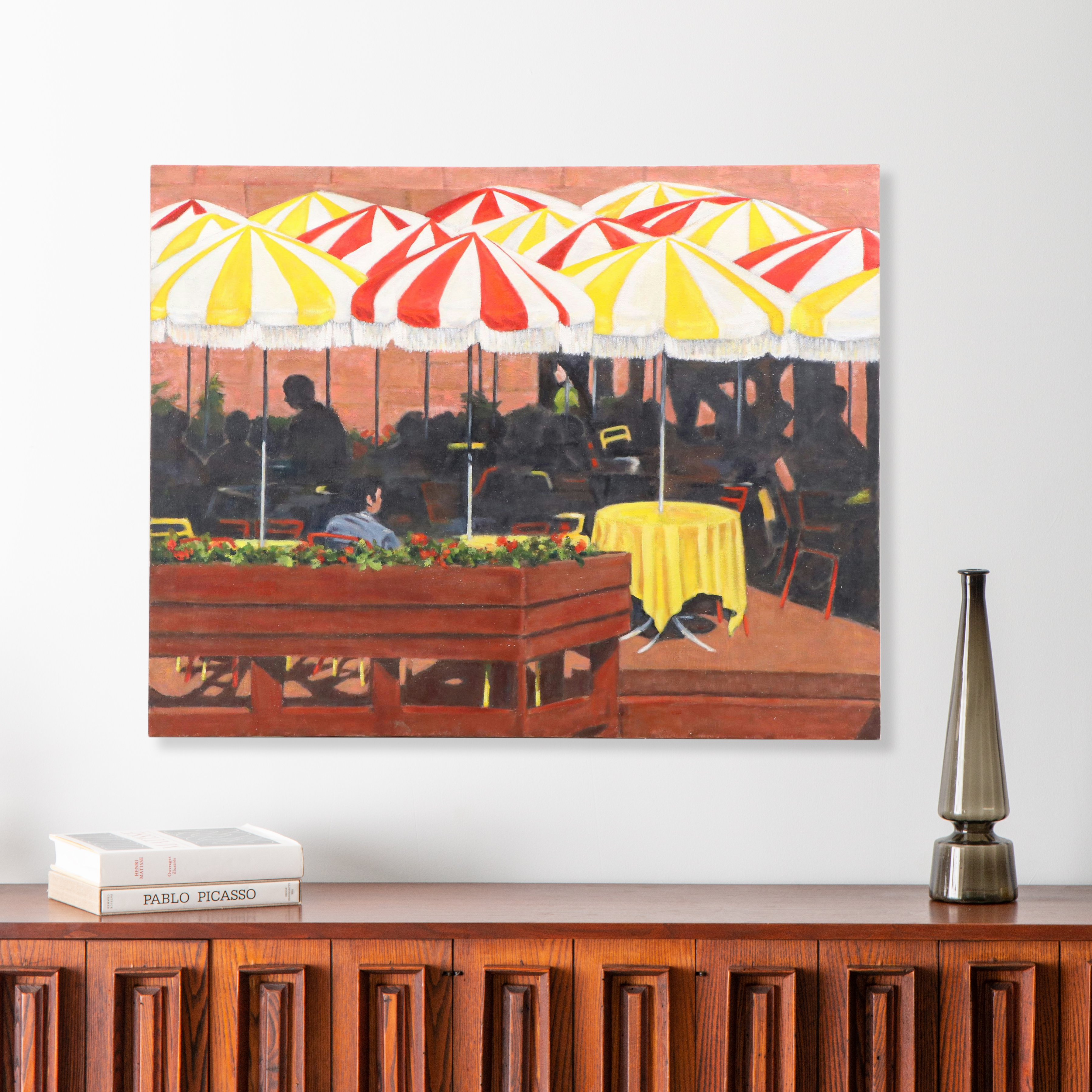 Dorothy Thompson Oil Painting of Outdoor Dining Scene, 20th Century