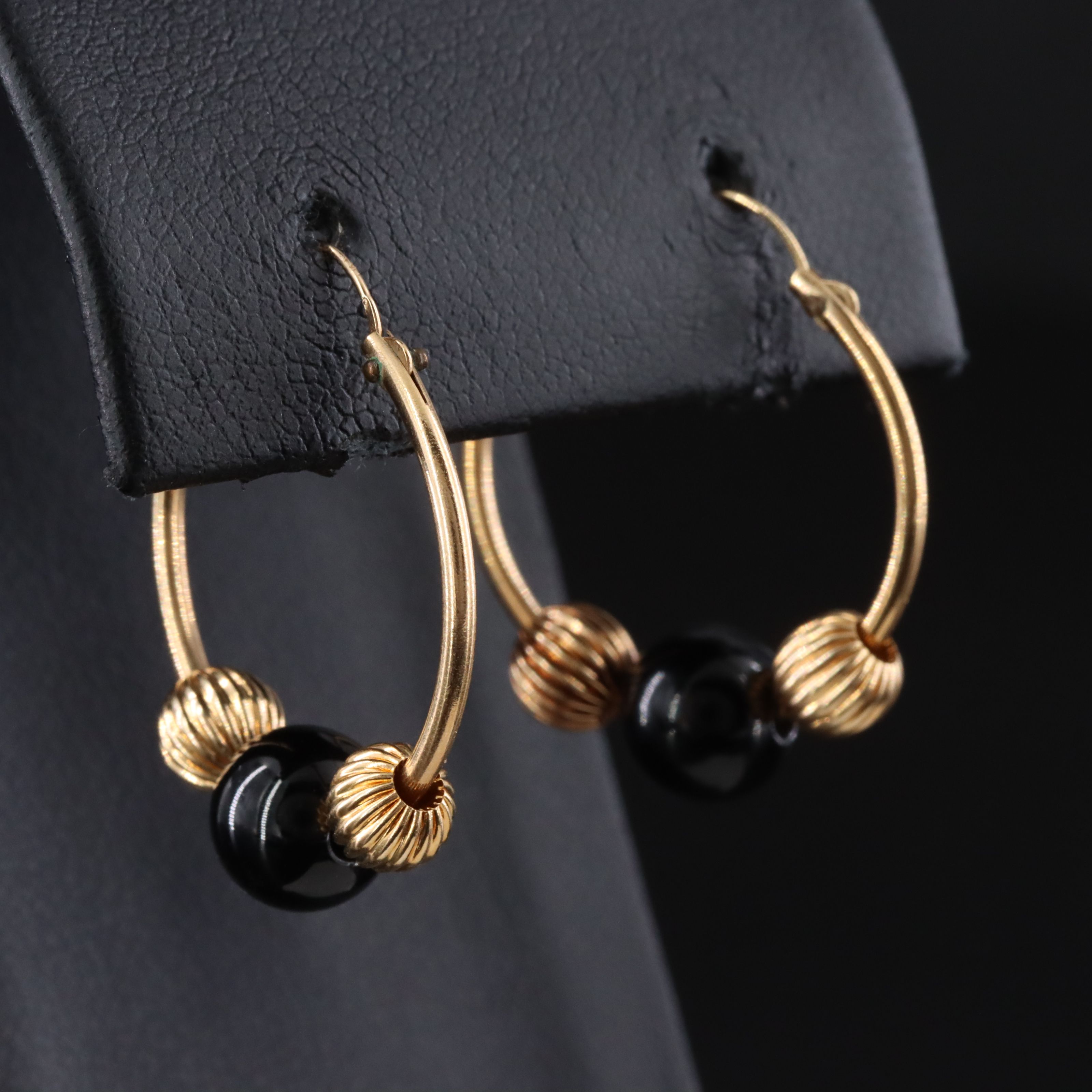 14K Hoop Earrings with Interchangeable Gemstone Beads