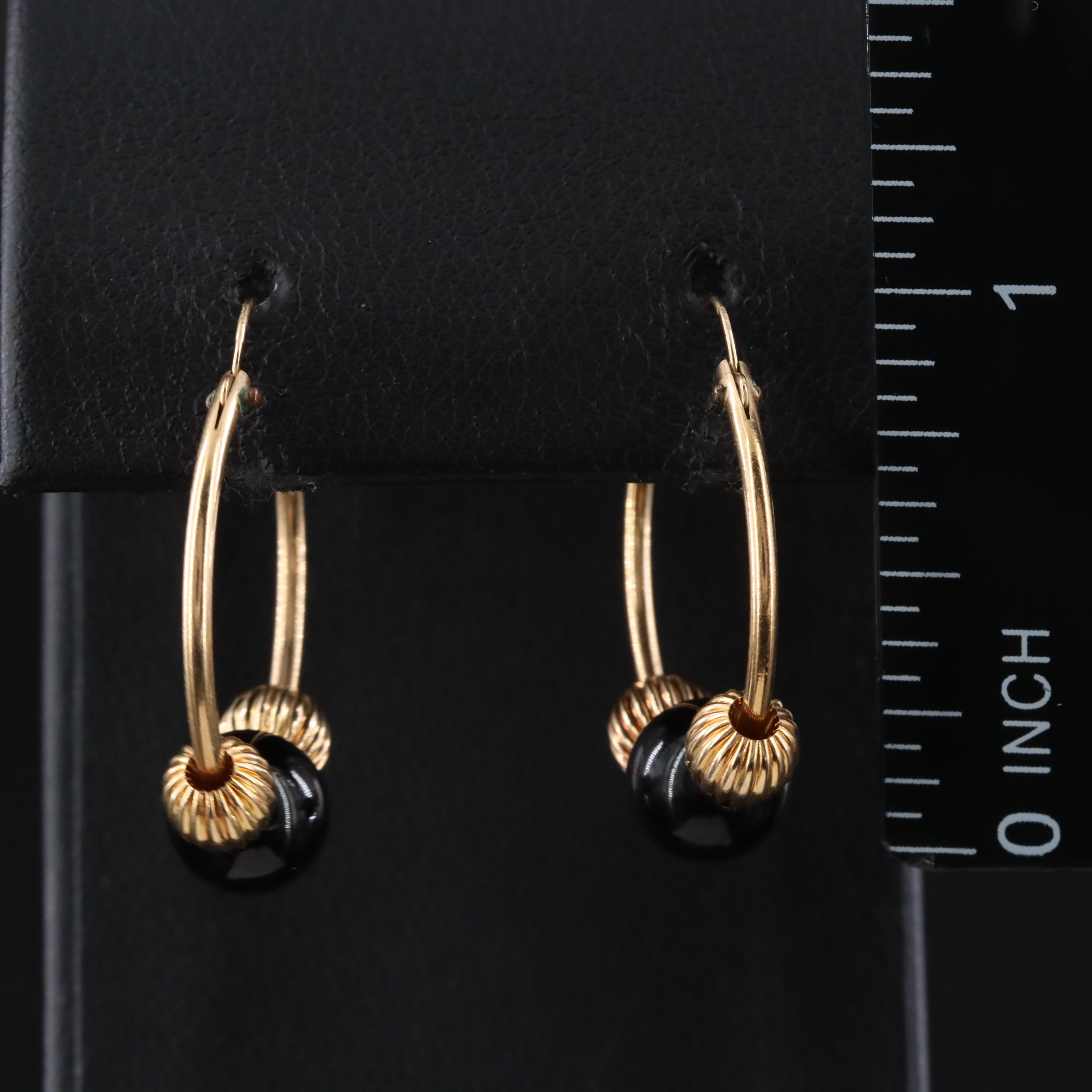 14K Hoop Earrings with Interchangeable Gemstone Beads