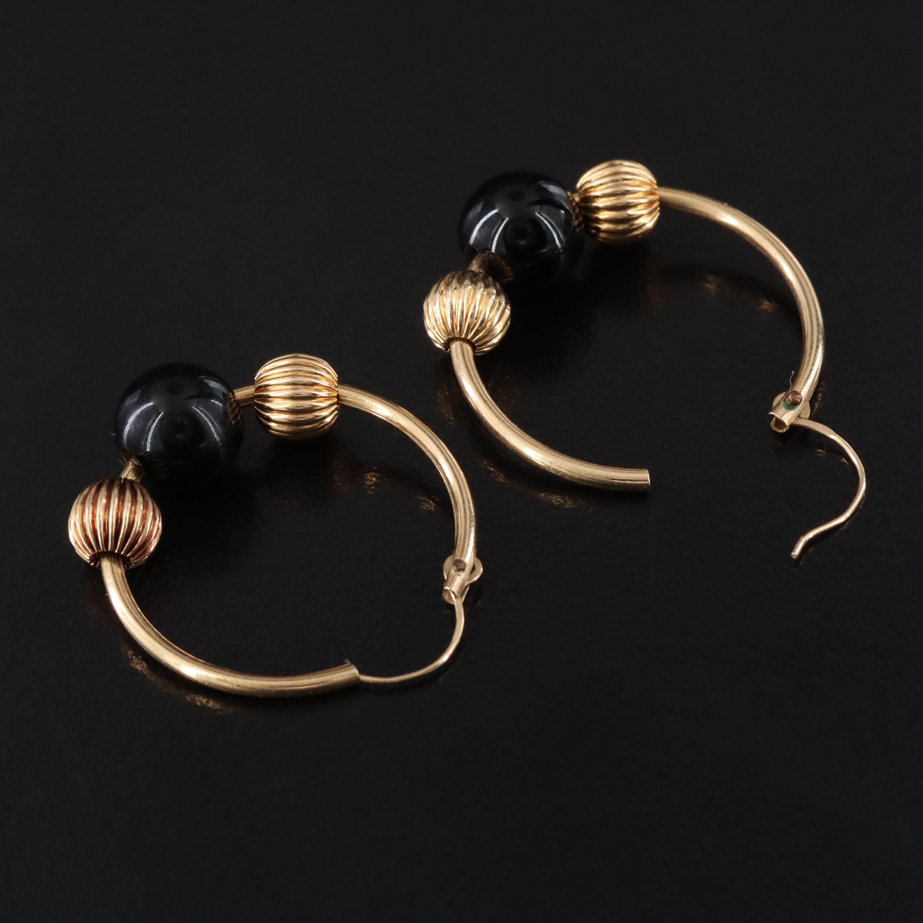 14K Hoop Earrings with Interchangeable Gemstone Beads