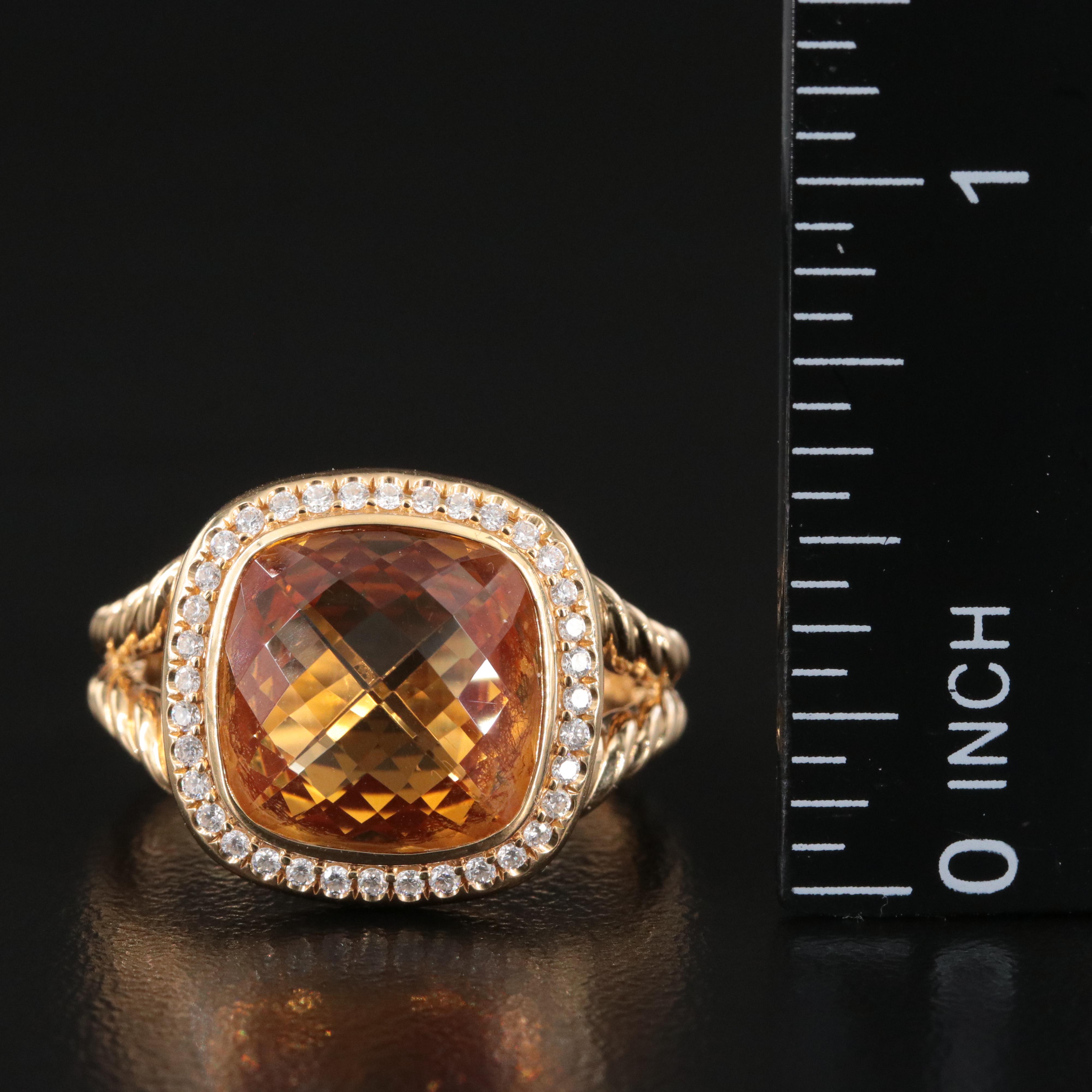 David Yurman Albion 18K Citrine and Diamond Ring