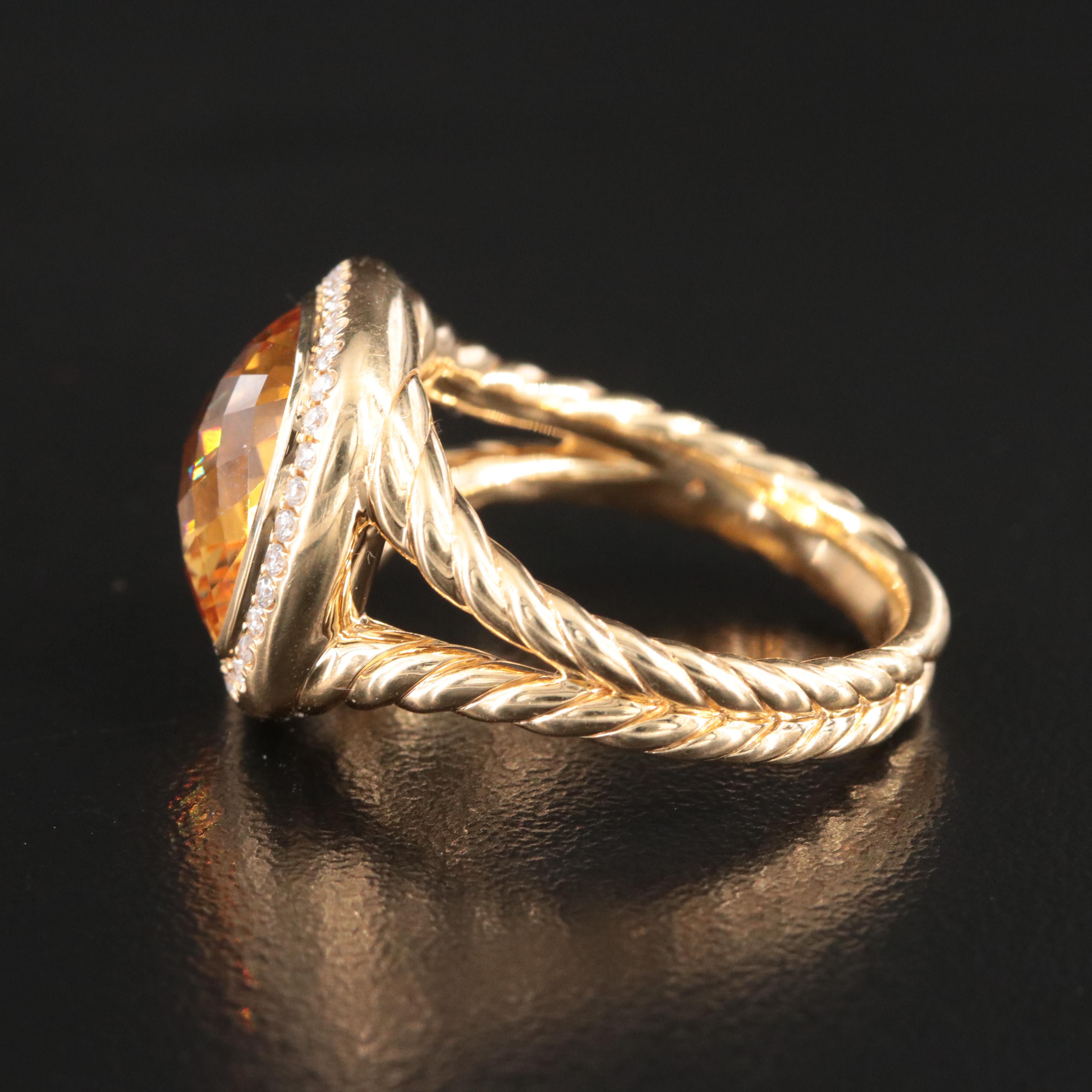 David Yurman Albion 18K Citrine and Diamond Ring