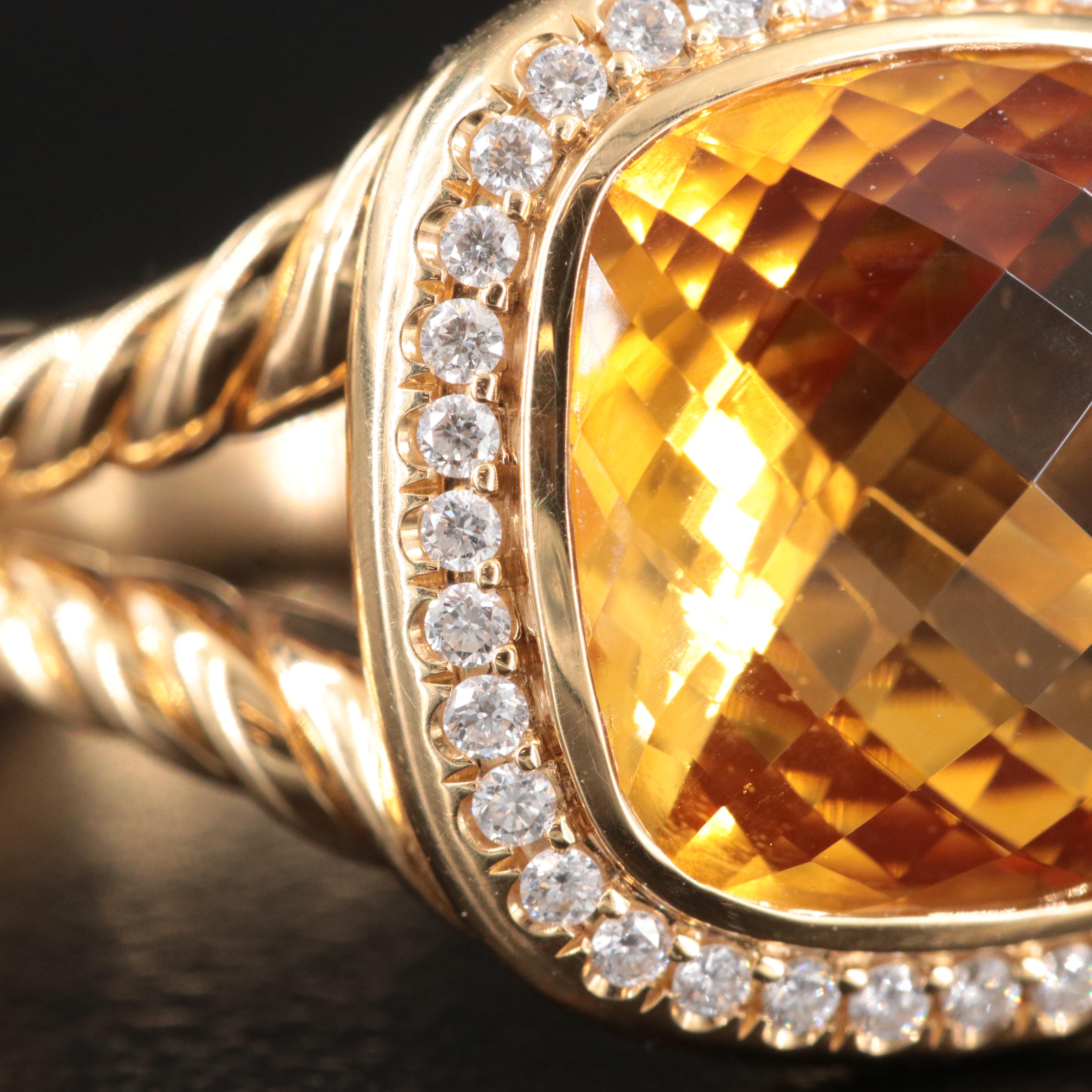 David Yurman Albion 18K Citrine and Diamond Ring