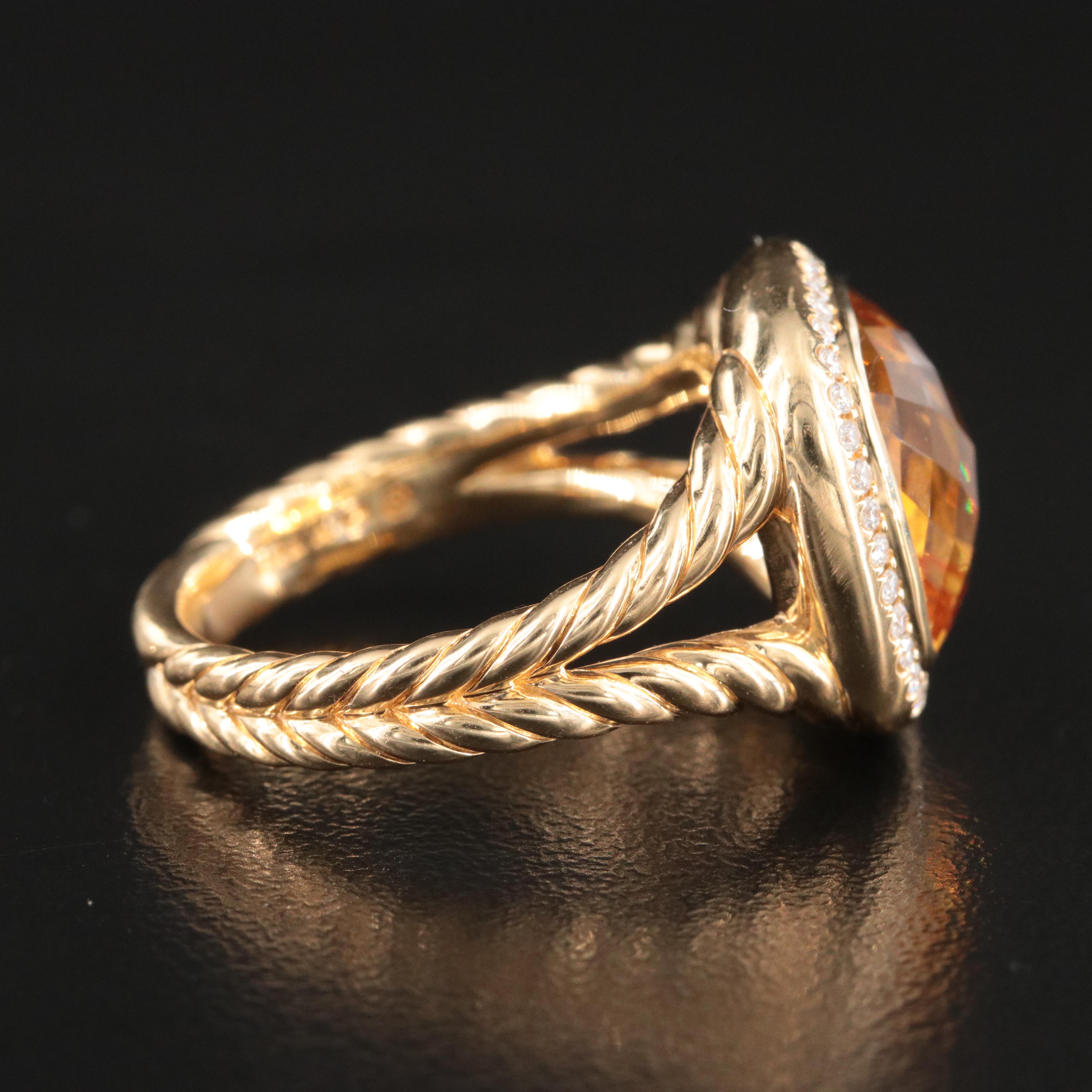 David Yurman Albion 18K Citrine and Diamond Ring
