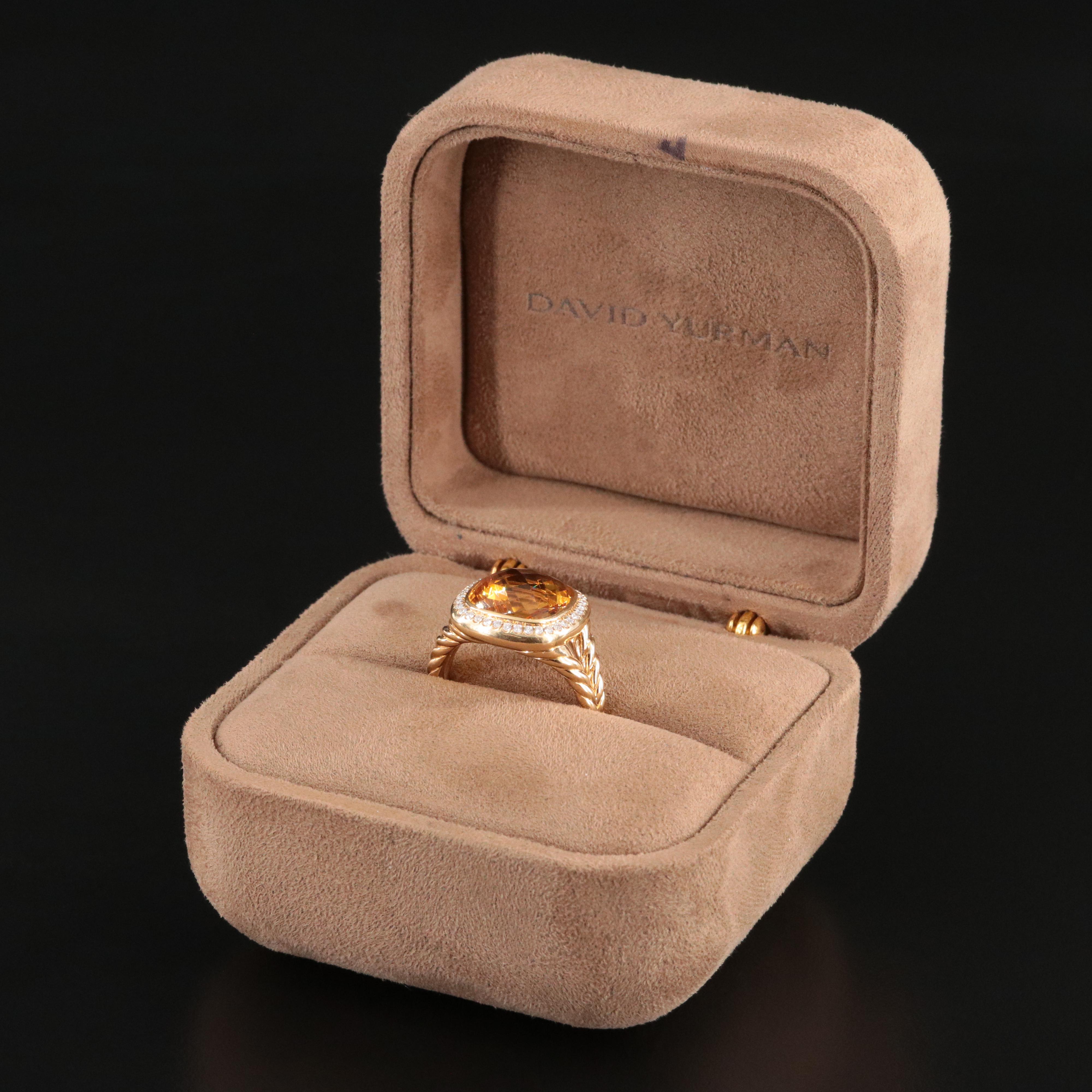 David Yurman Albion 18K Citrine and Diamond Ring