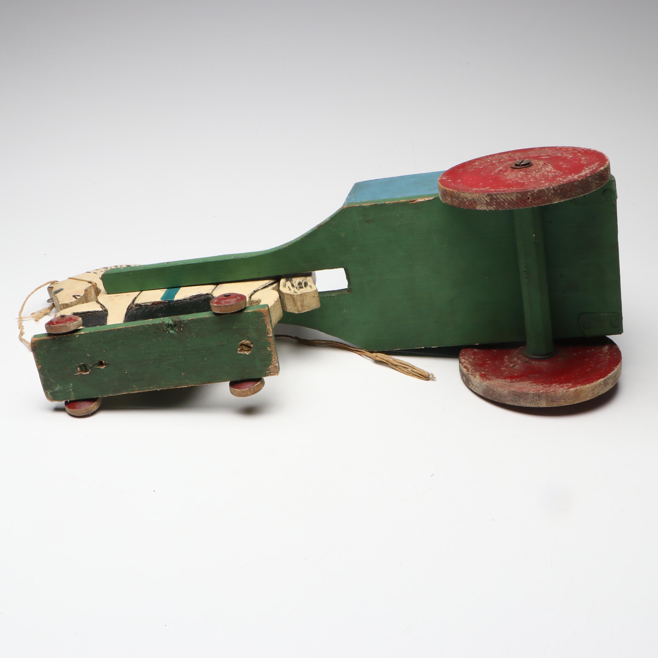 Handcrafted Folk Art Style Duck and Horse Wooden Pull Toys, 20th Century