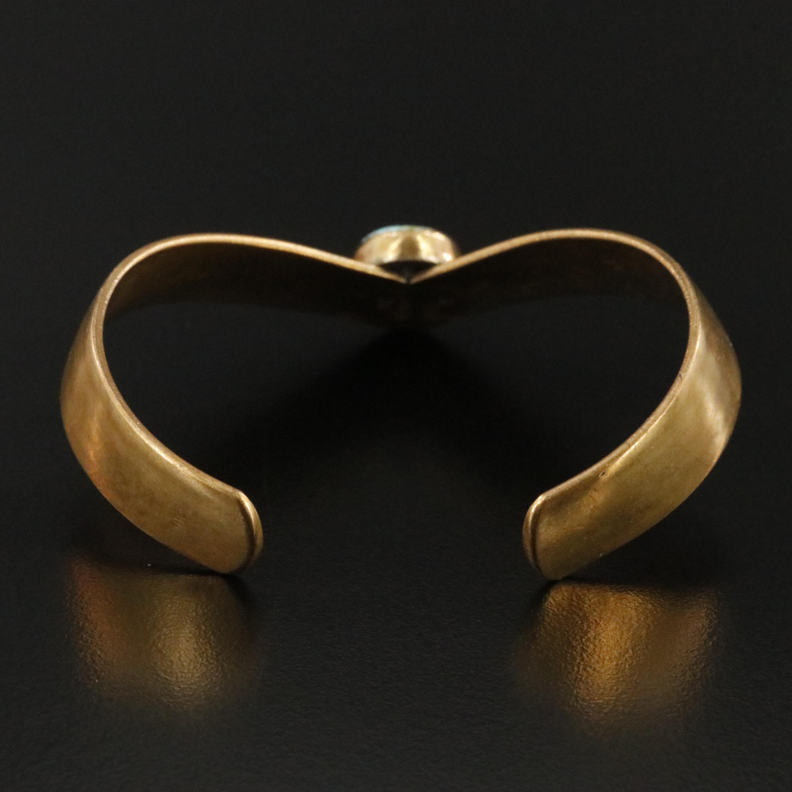 Brass Faux Turquoise Chevron Cuff Bracelet