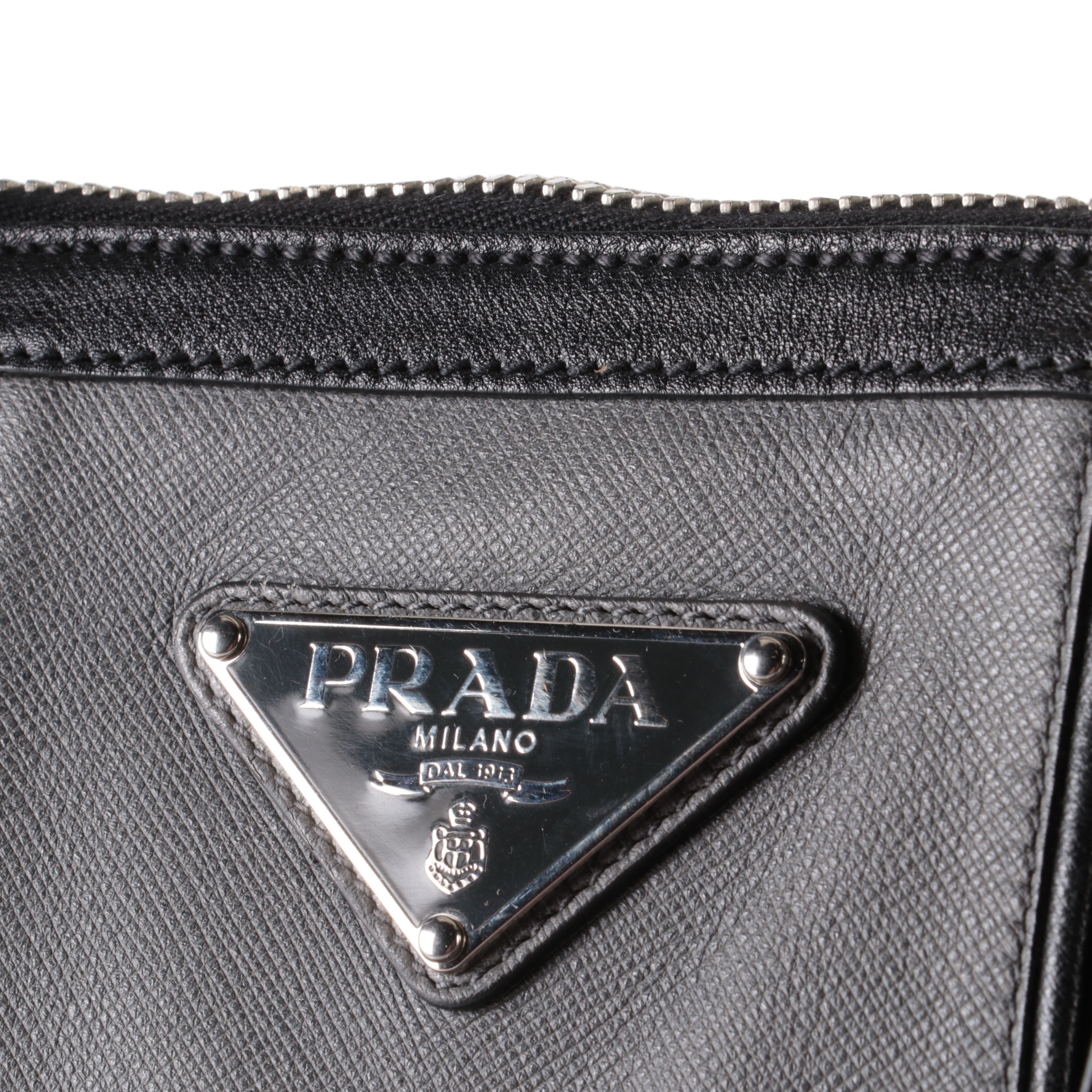 Prada Tote Bag in Black and Grey Saffiano Leather