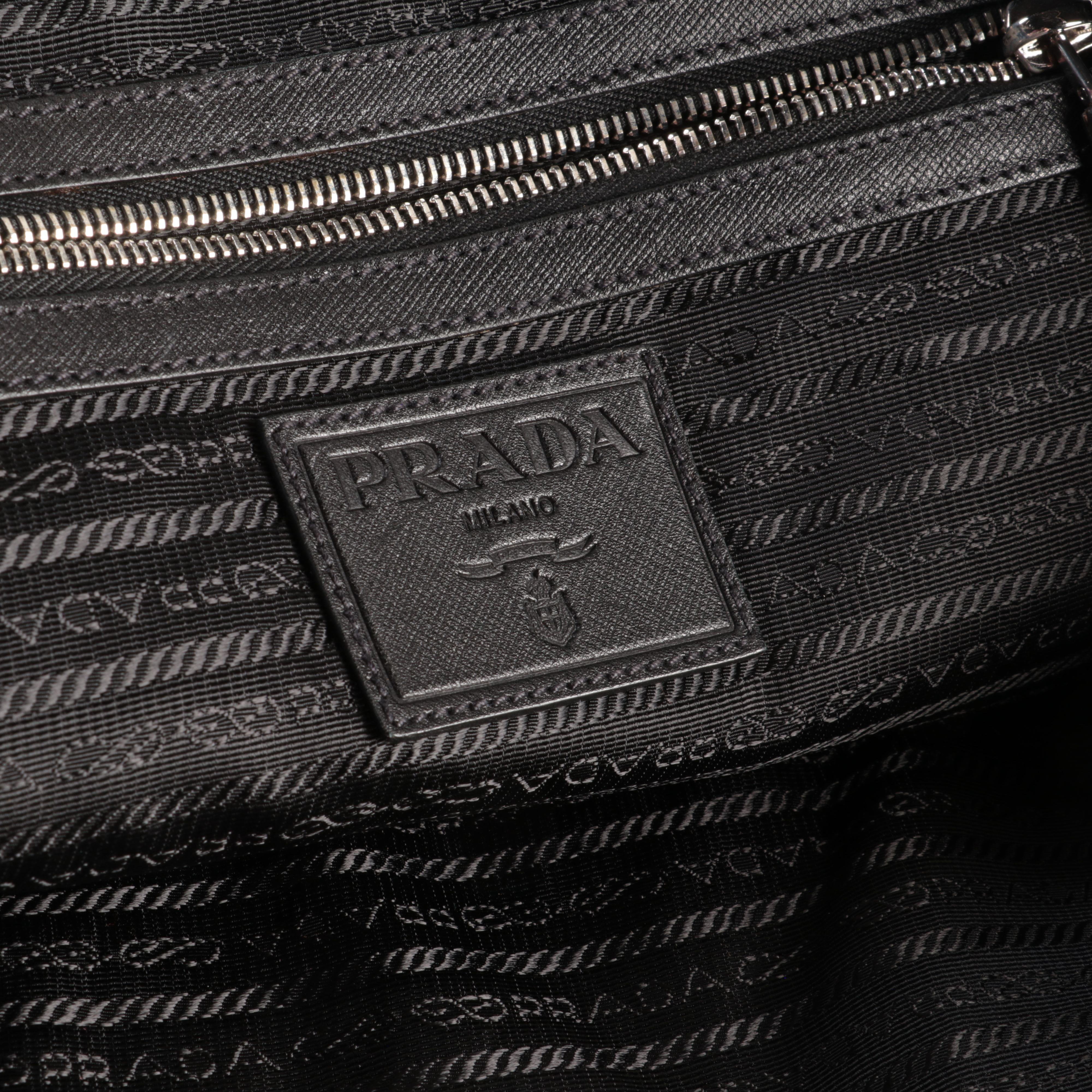 Prada Tote Bag in Black and Grey Saffiano Leather