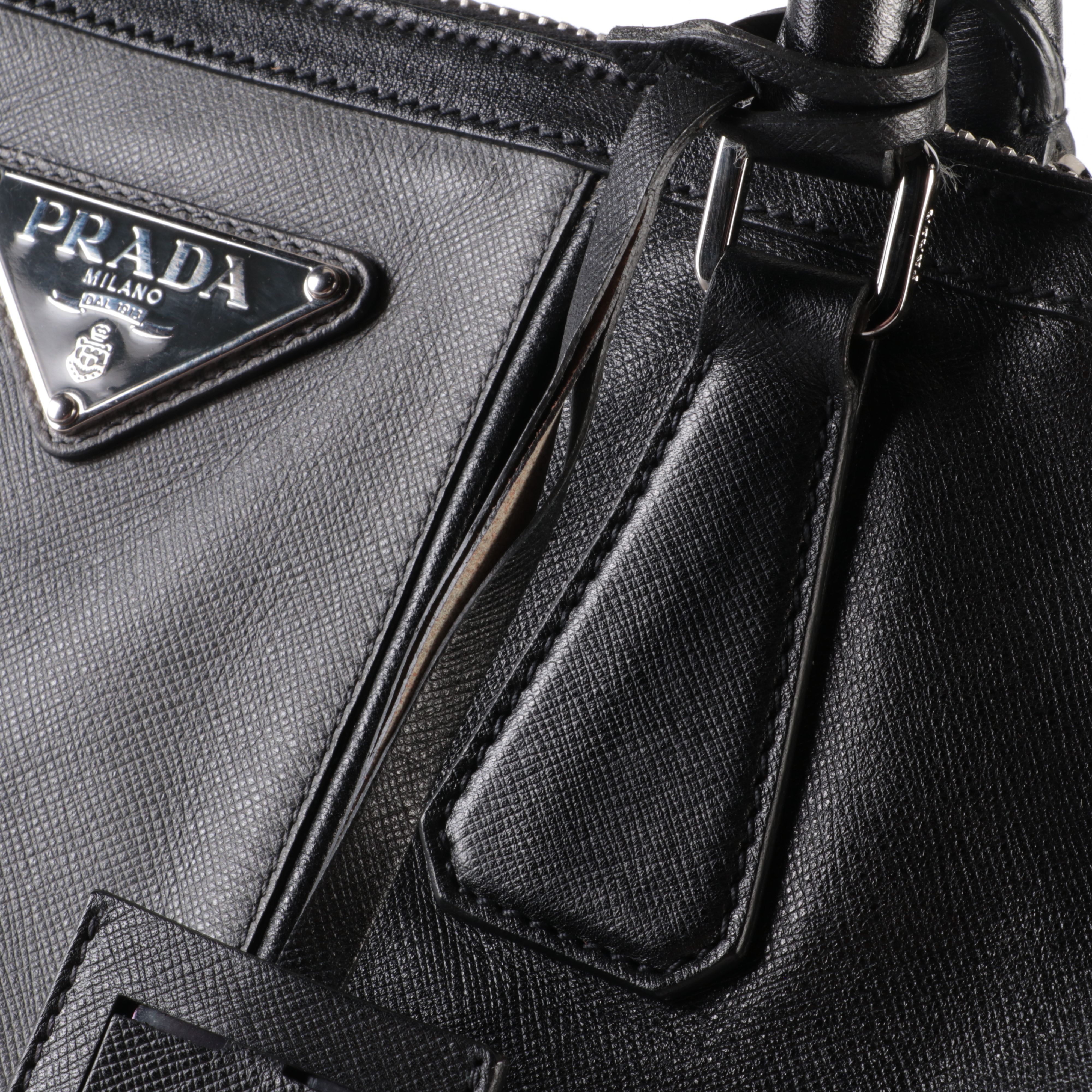 Prada Tote Bag in Black and Grey Saffiano Leather