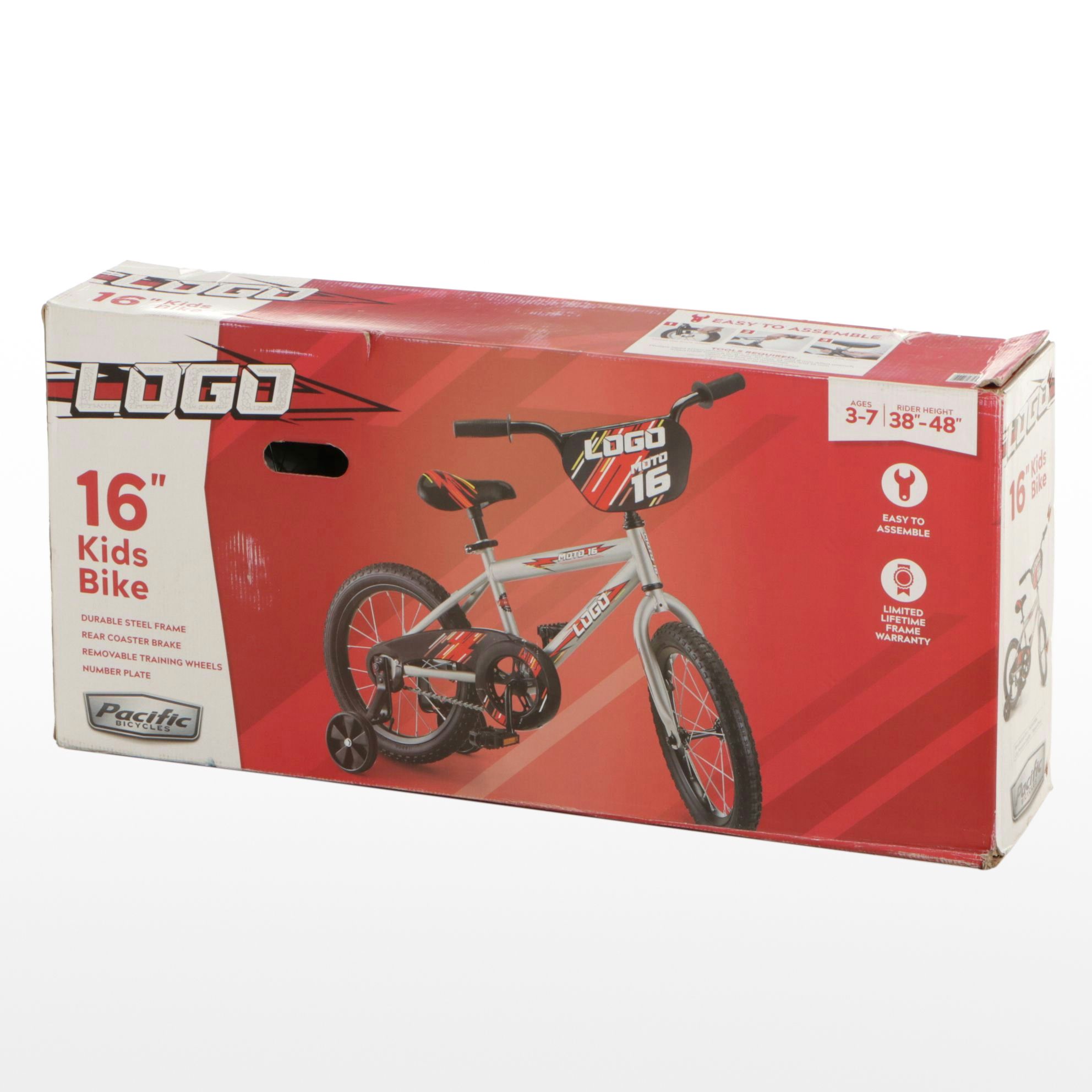 Pacific Bicycles Logo 16" Kid's Bicycle, Red/Gray