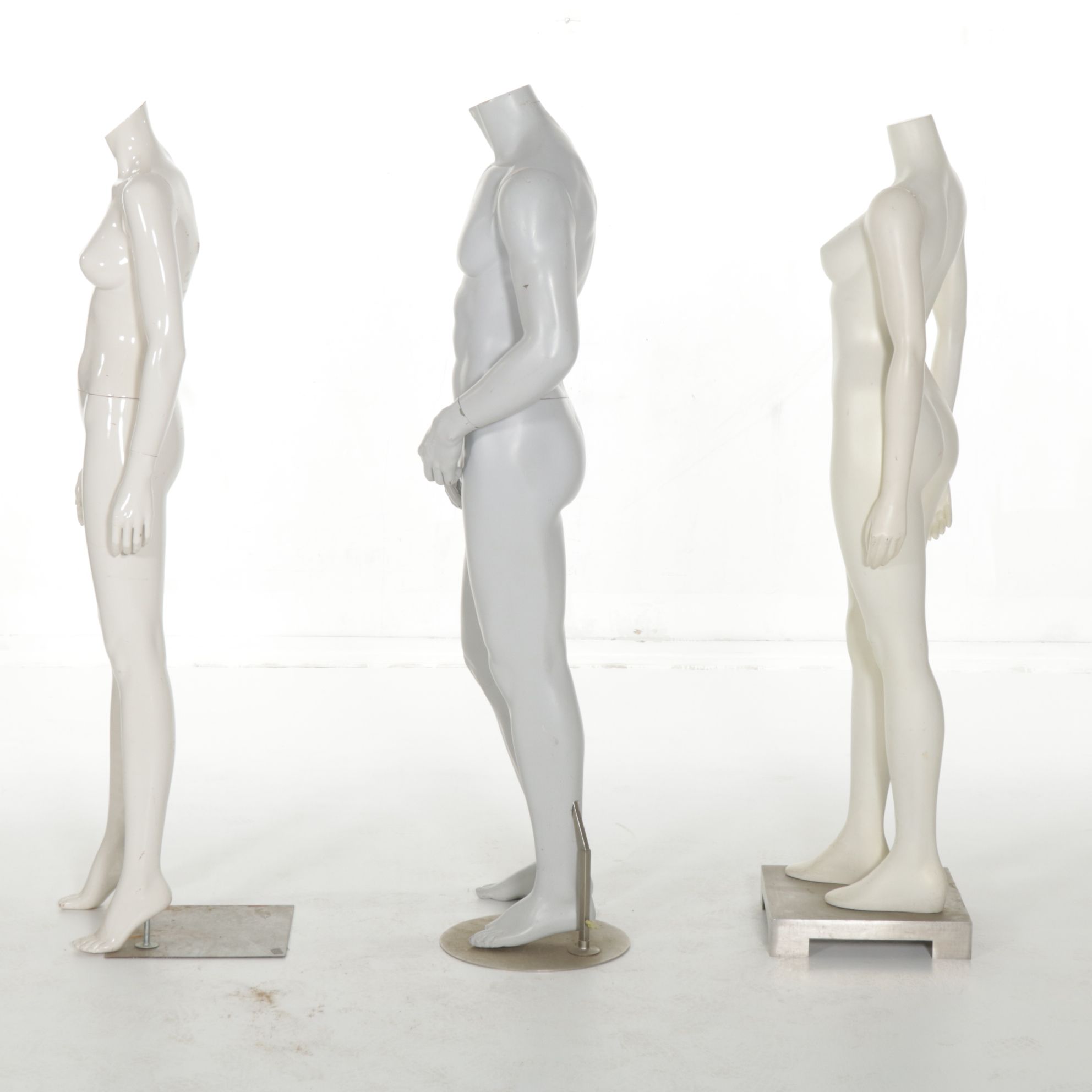 Three Standing Full-Body Retail Display Mannequins