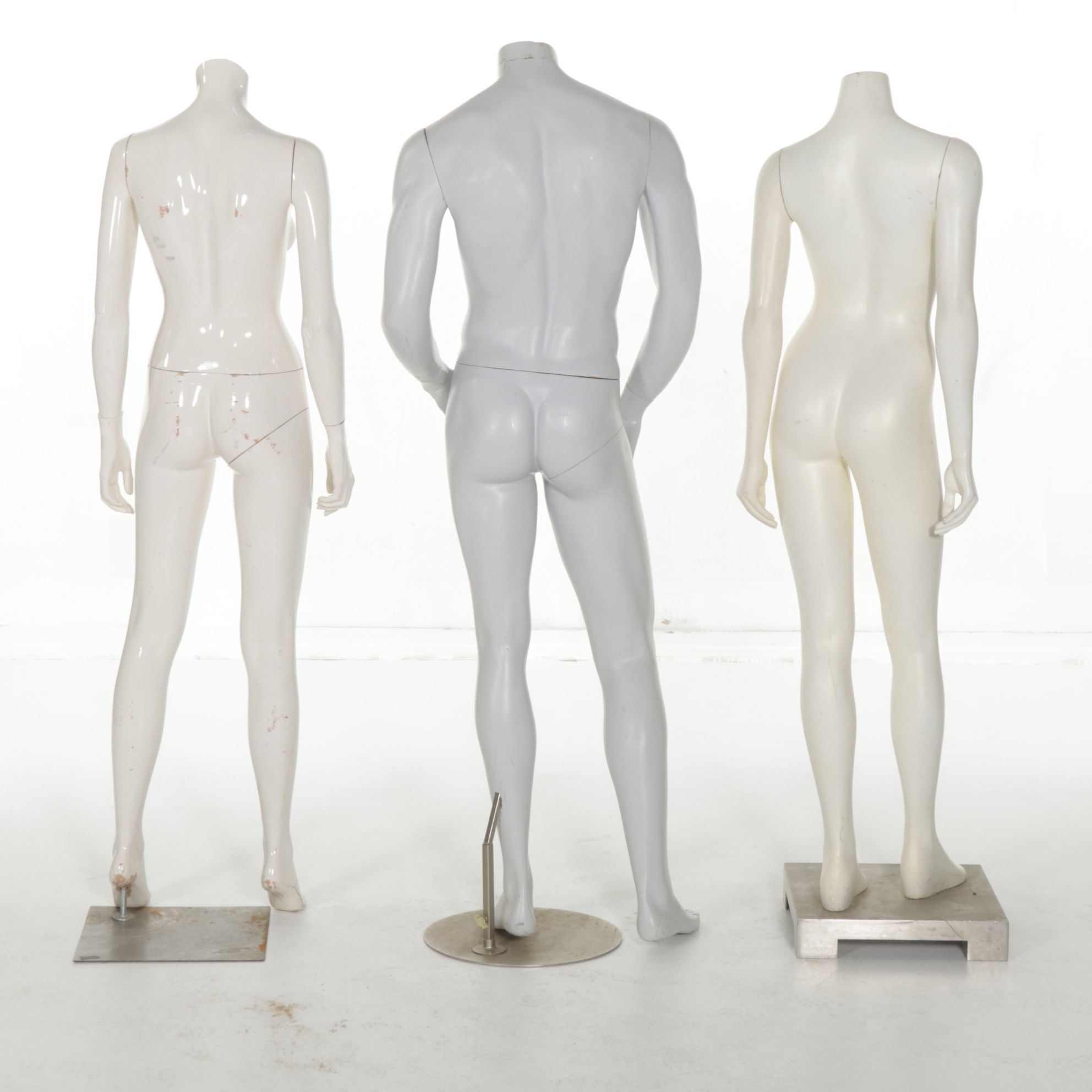Three Standing Full-Body Retail Display Mannequins