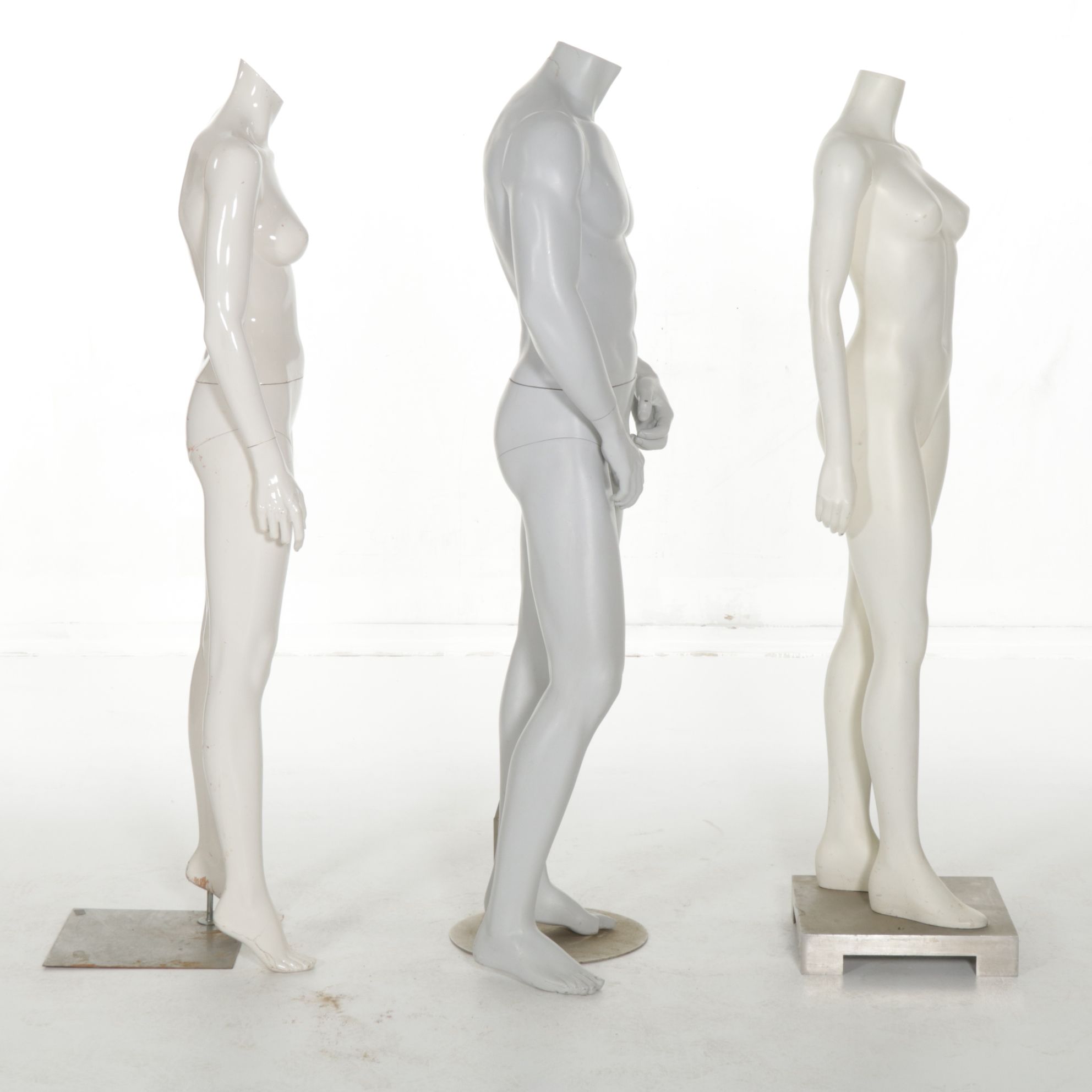 Three Standing Full-Body Retail Display Mannequins
