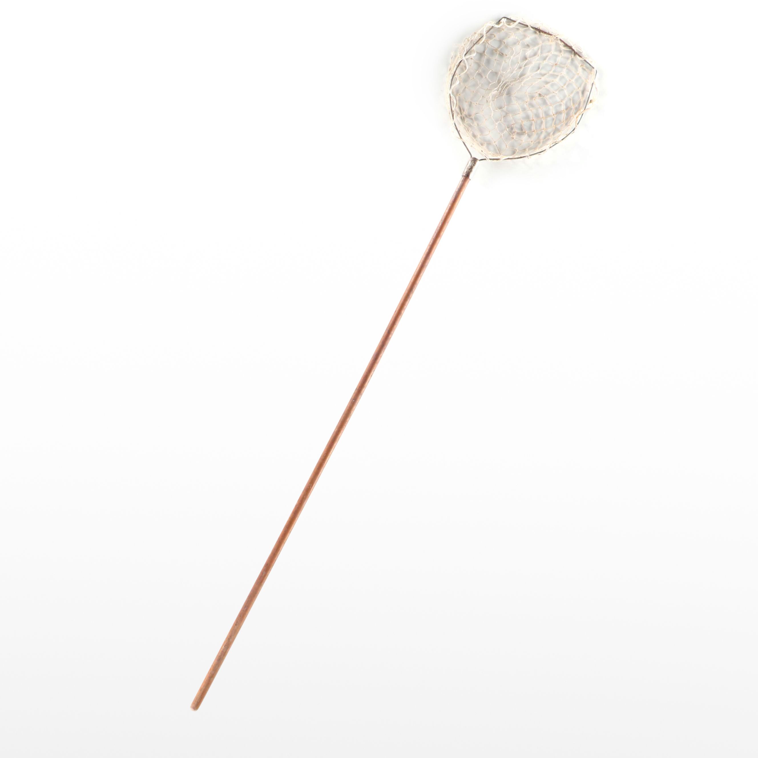 Wooden Handled Vintage Fishing Net
