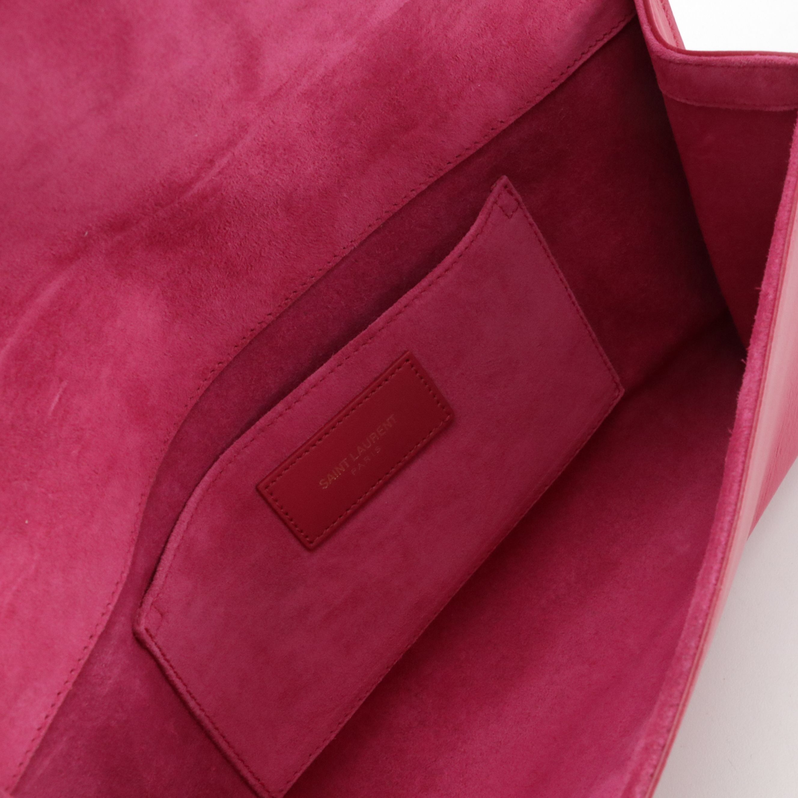 Saint Laurent Y Chyc Clutch in Hot Pink Calfskin Leather
