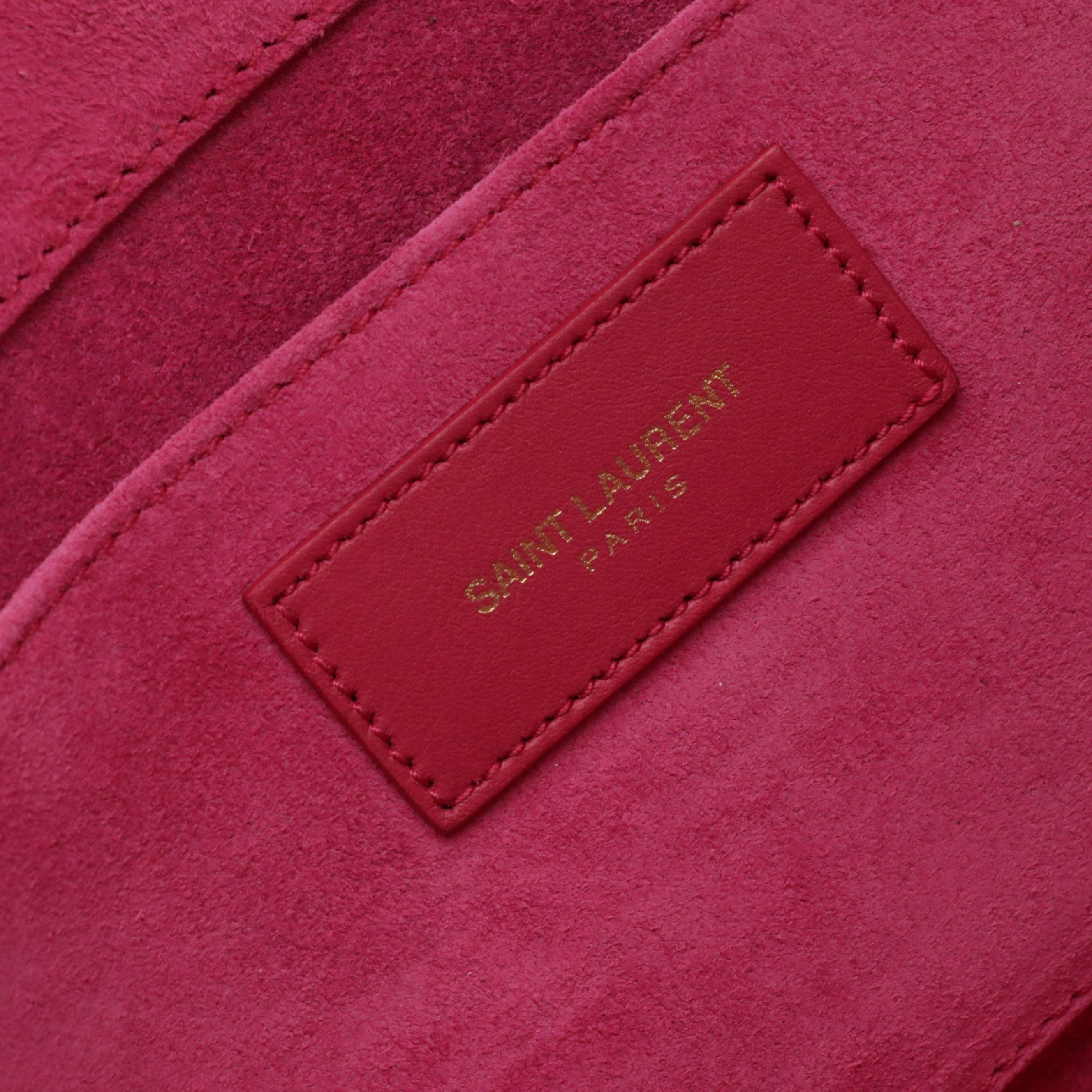 Saint Laurent Y Chyc Clutch in Hot Pink Calfskin Leather