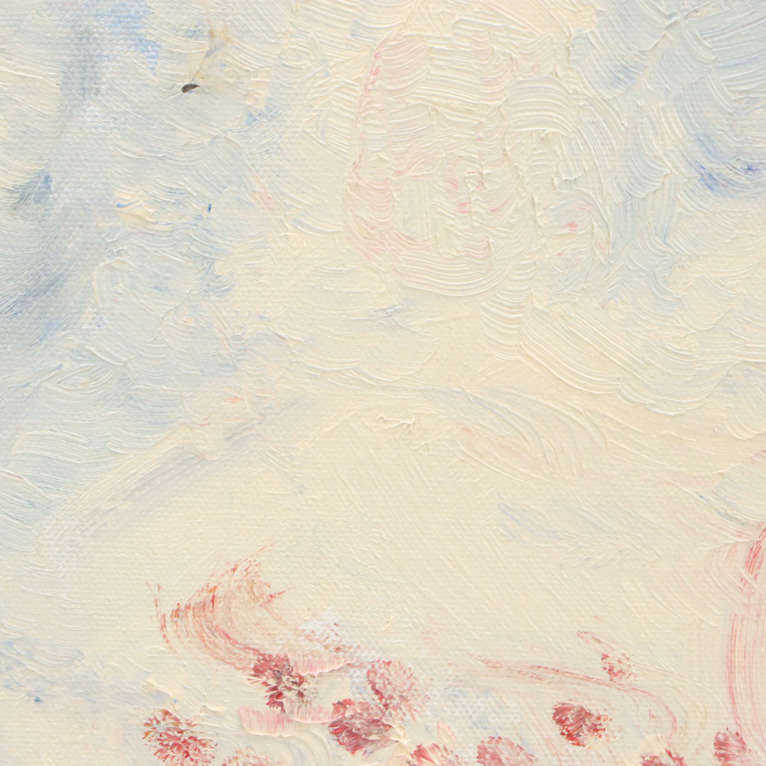 Oil Painting "Red Poppies at Sunset," Late 20th Century