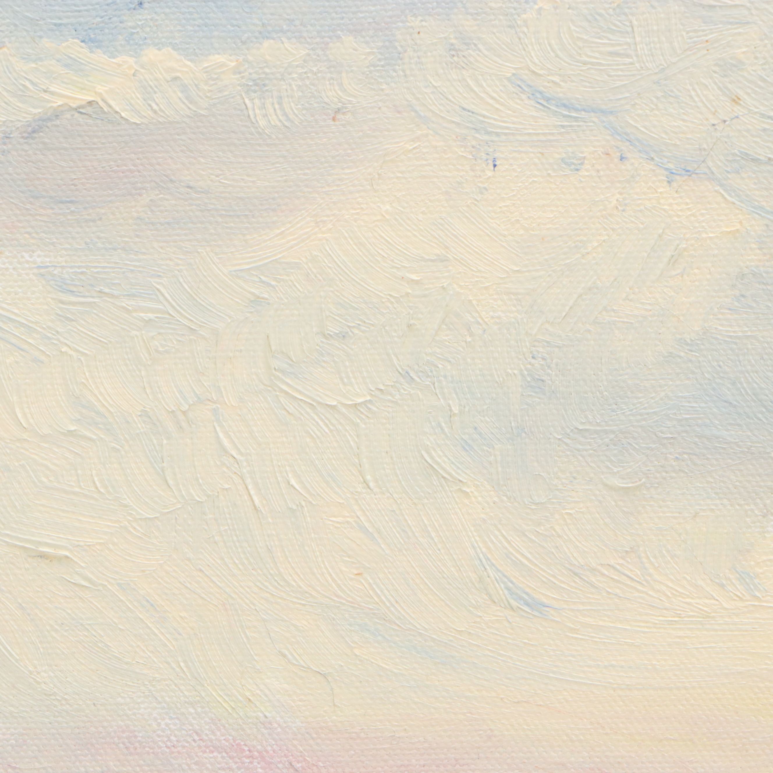 Oil Painting "Red Poppies at Sunset," Late 20th Century