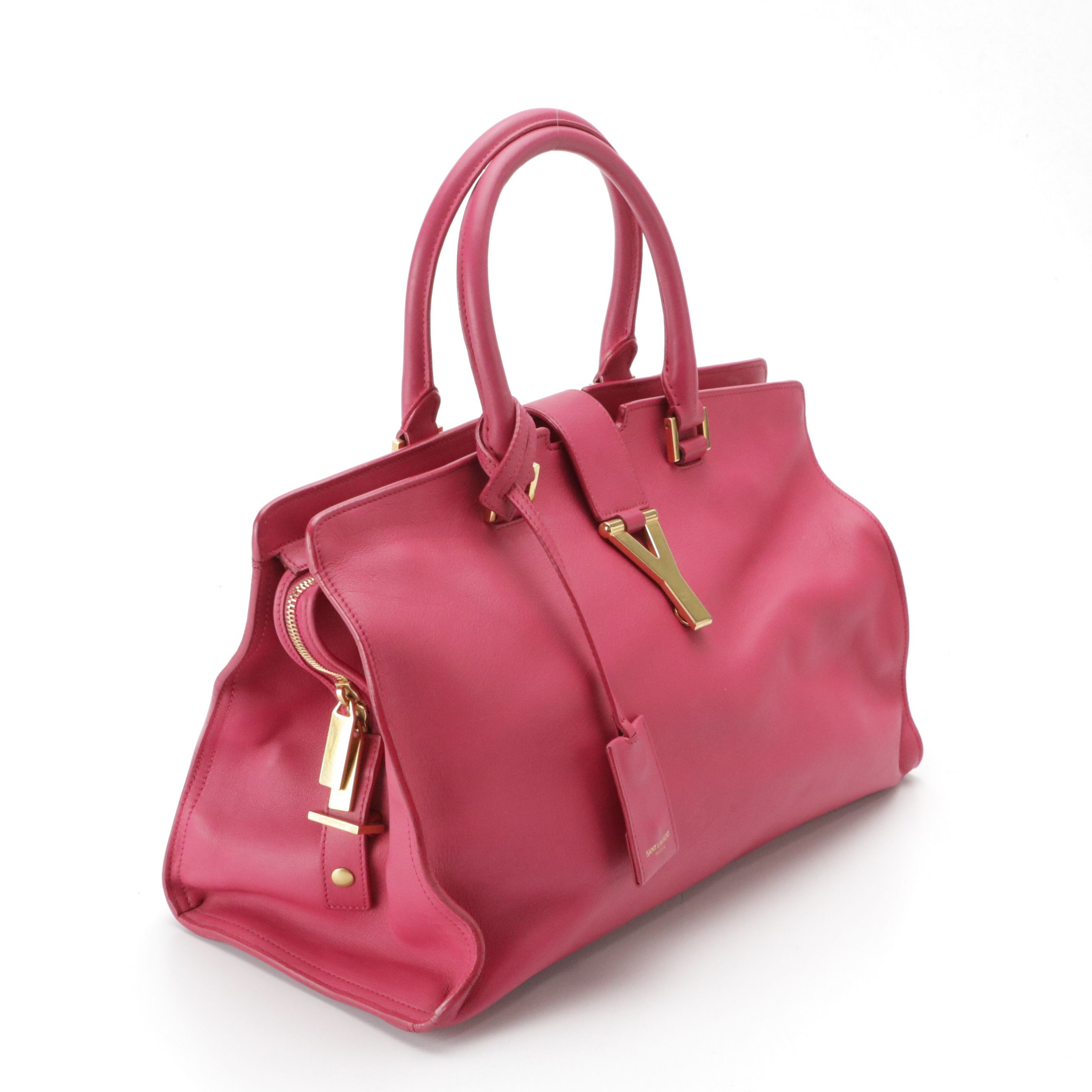 Saint Laurent Cabas ChYc Satchel in Hot Pink Leather