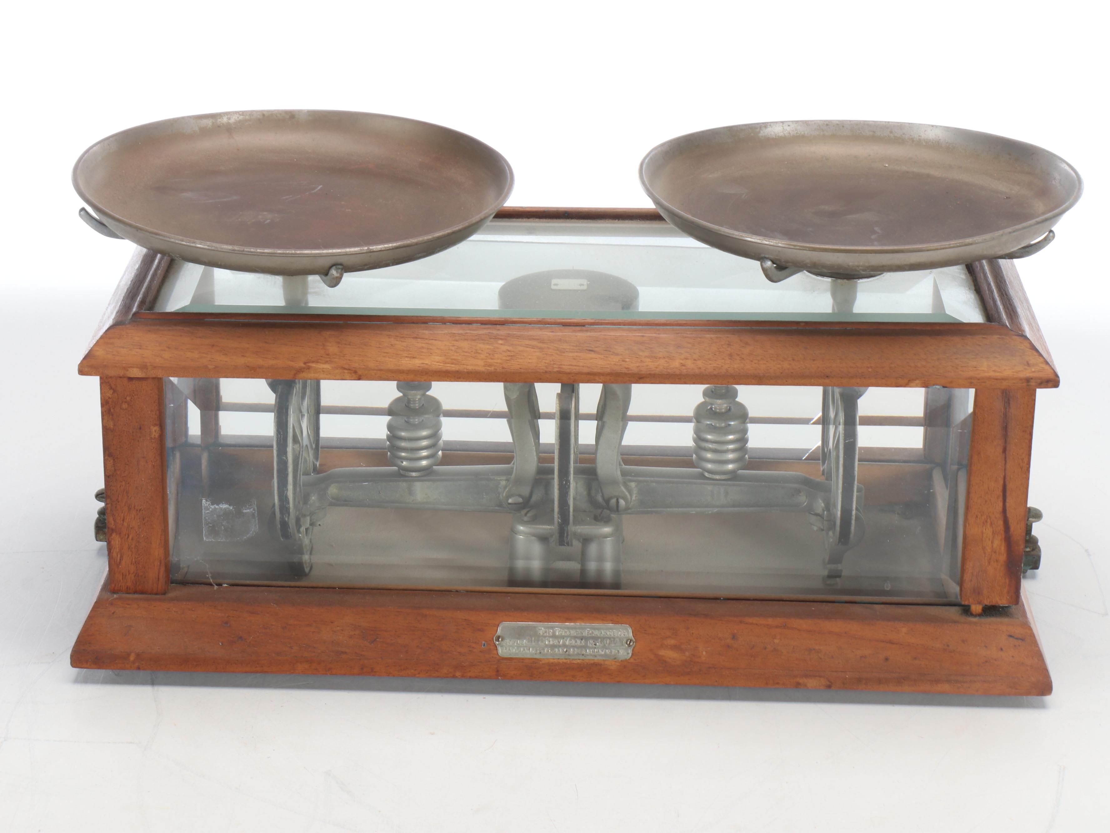 The Torsion Balance Co. Mahogany and Glass Scale, Early 20th Century