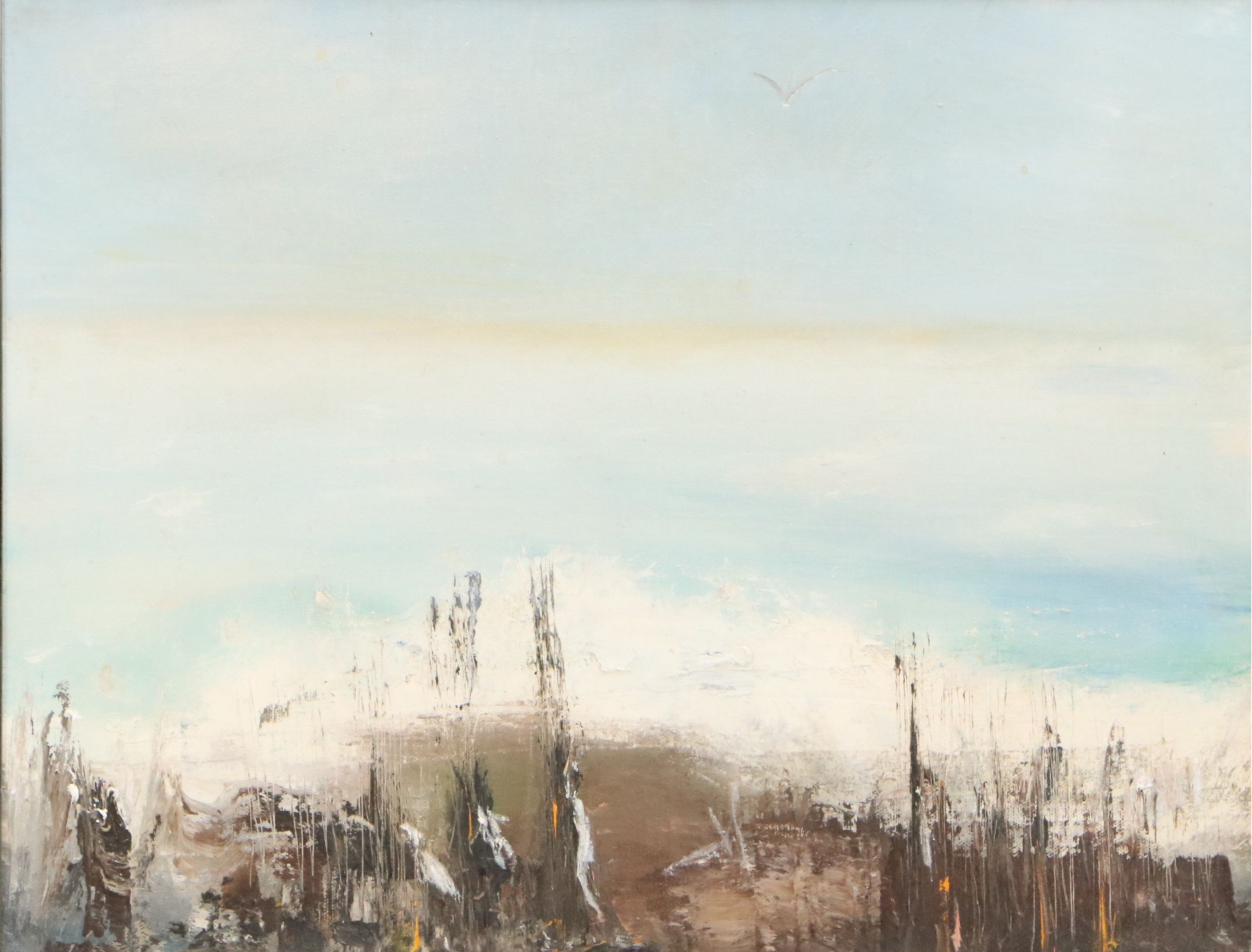 Abstracted Coastal Oil Painting, 21st Century