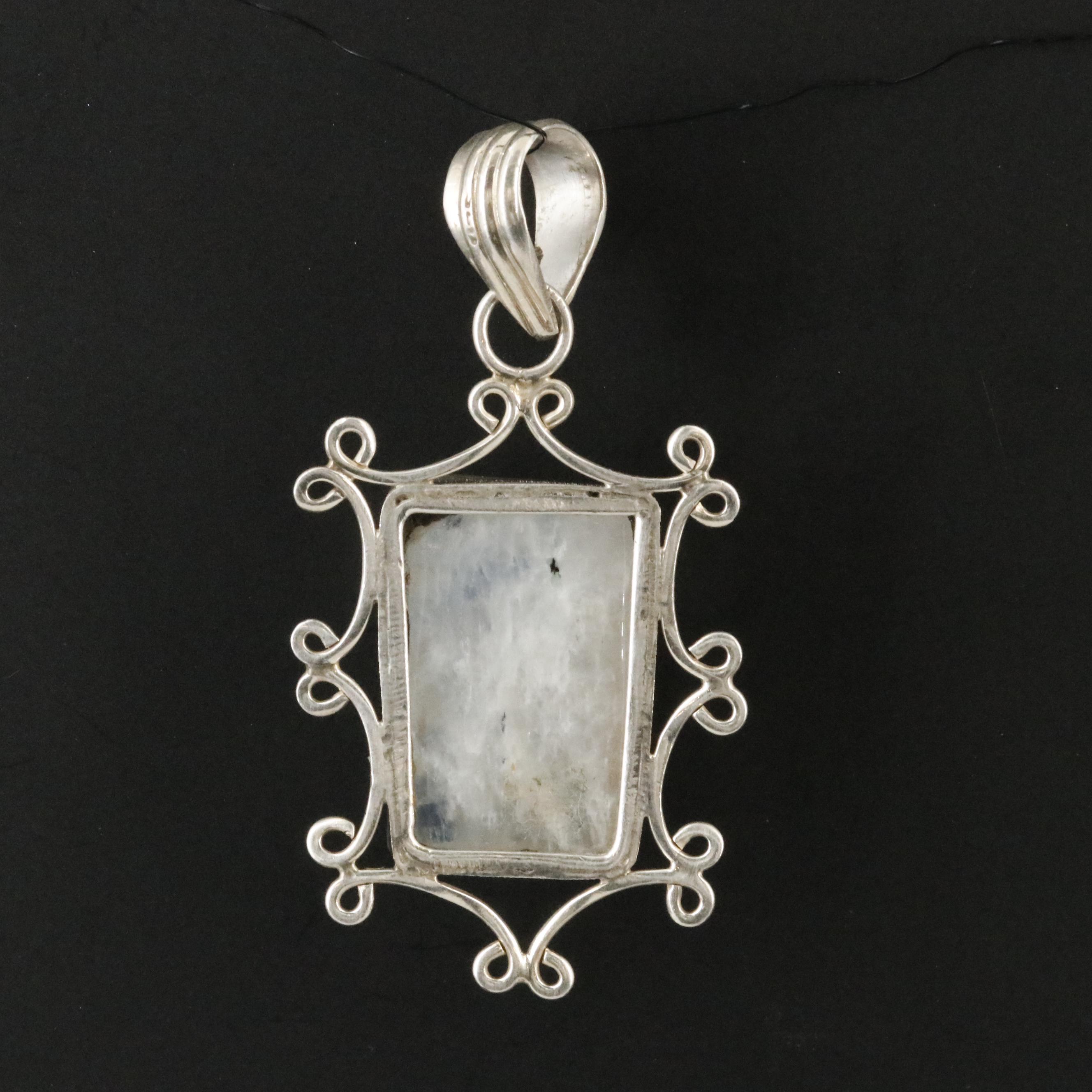 Sterling Rainbow Moonstone Pendant