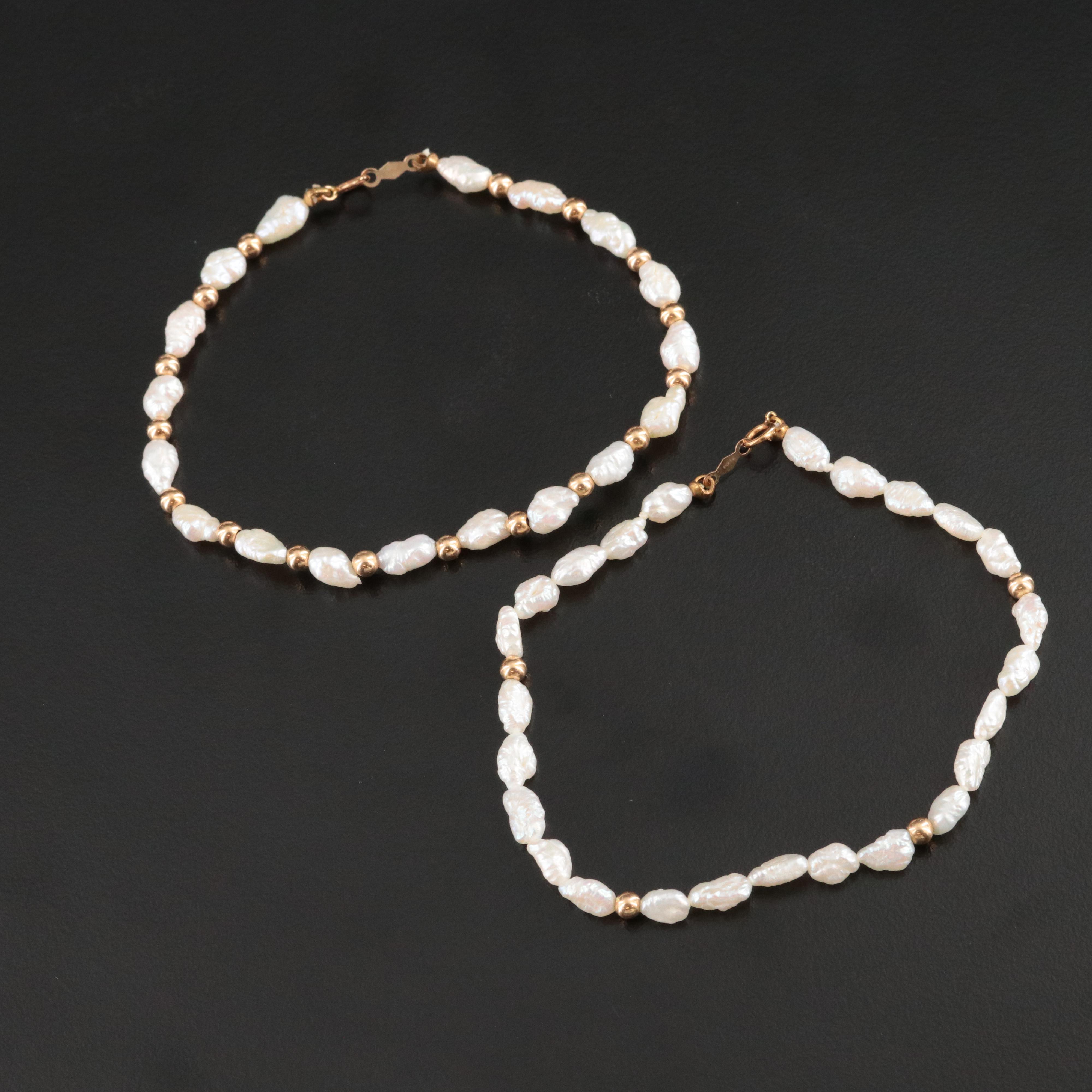 14K Baroque Pearl Bracelets