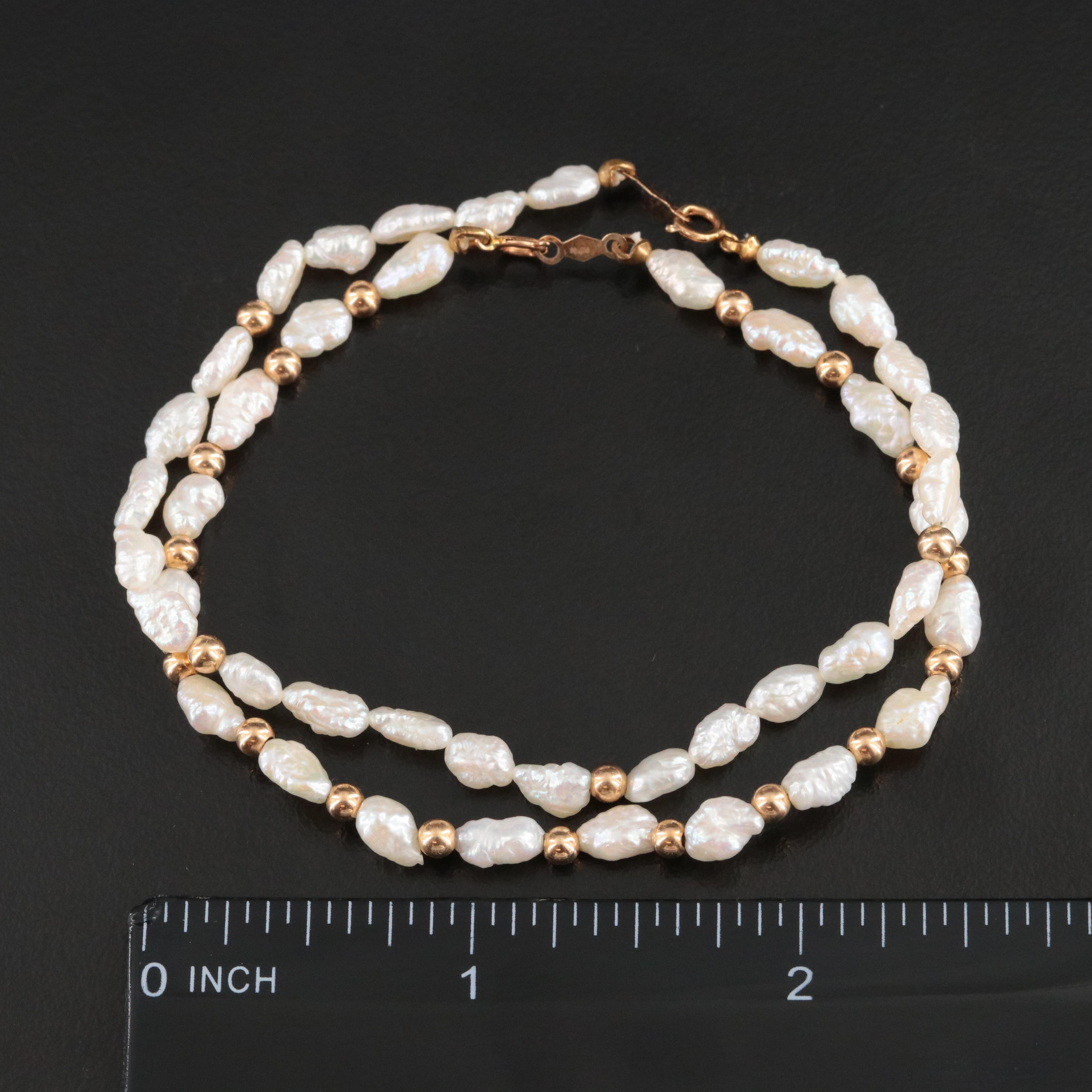 14K Baroque Pearl Bracelets