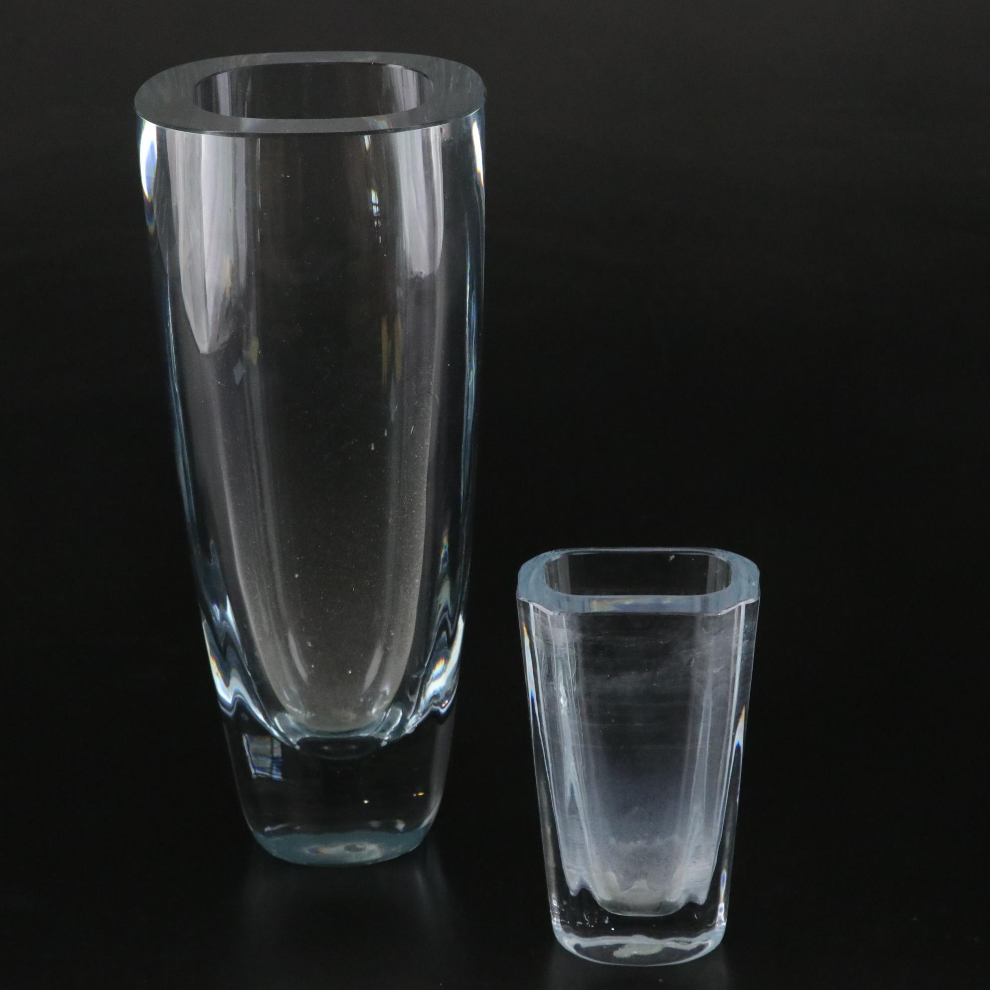 Swedish Strömbergshyttan Art Glass Crystal Vases, Mid-20th Century