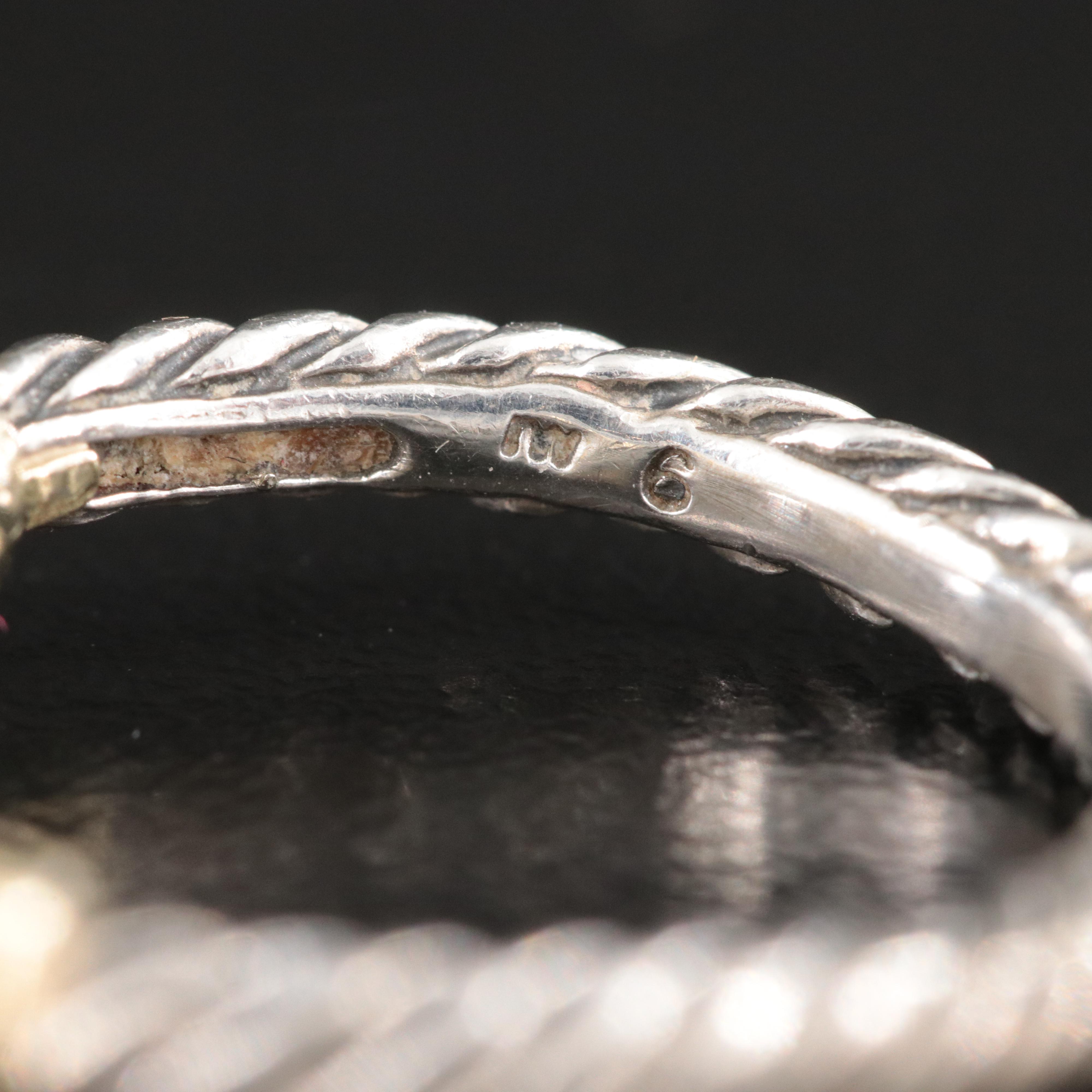 David Yurman Sterling and Pearl Cable Ring with 18K Accents