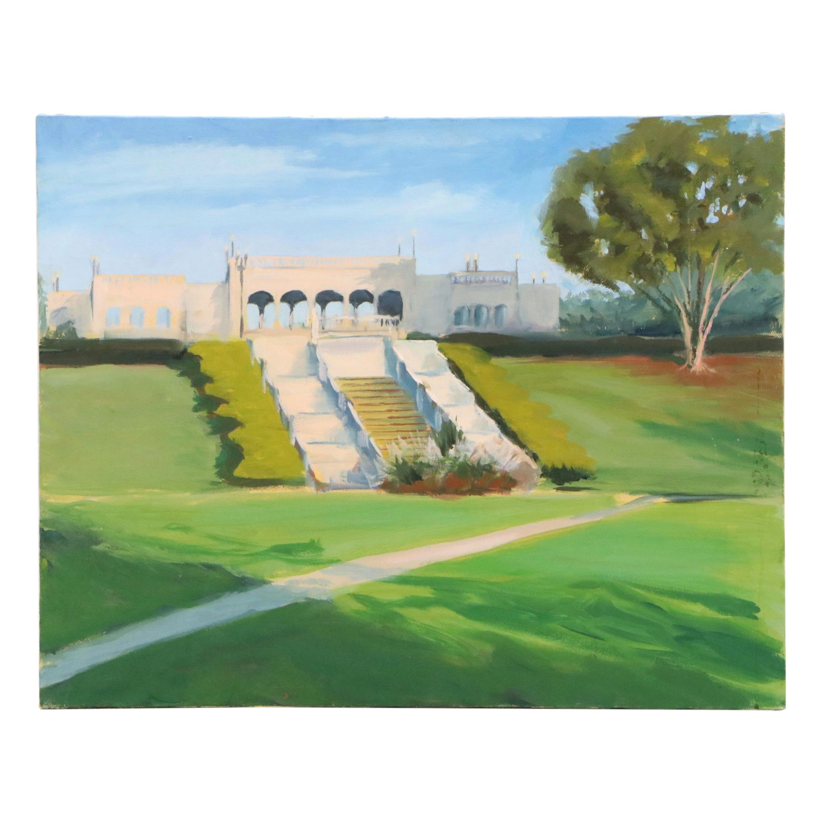 Oil Painting of Ault Park Pavilion, 21st Century
