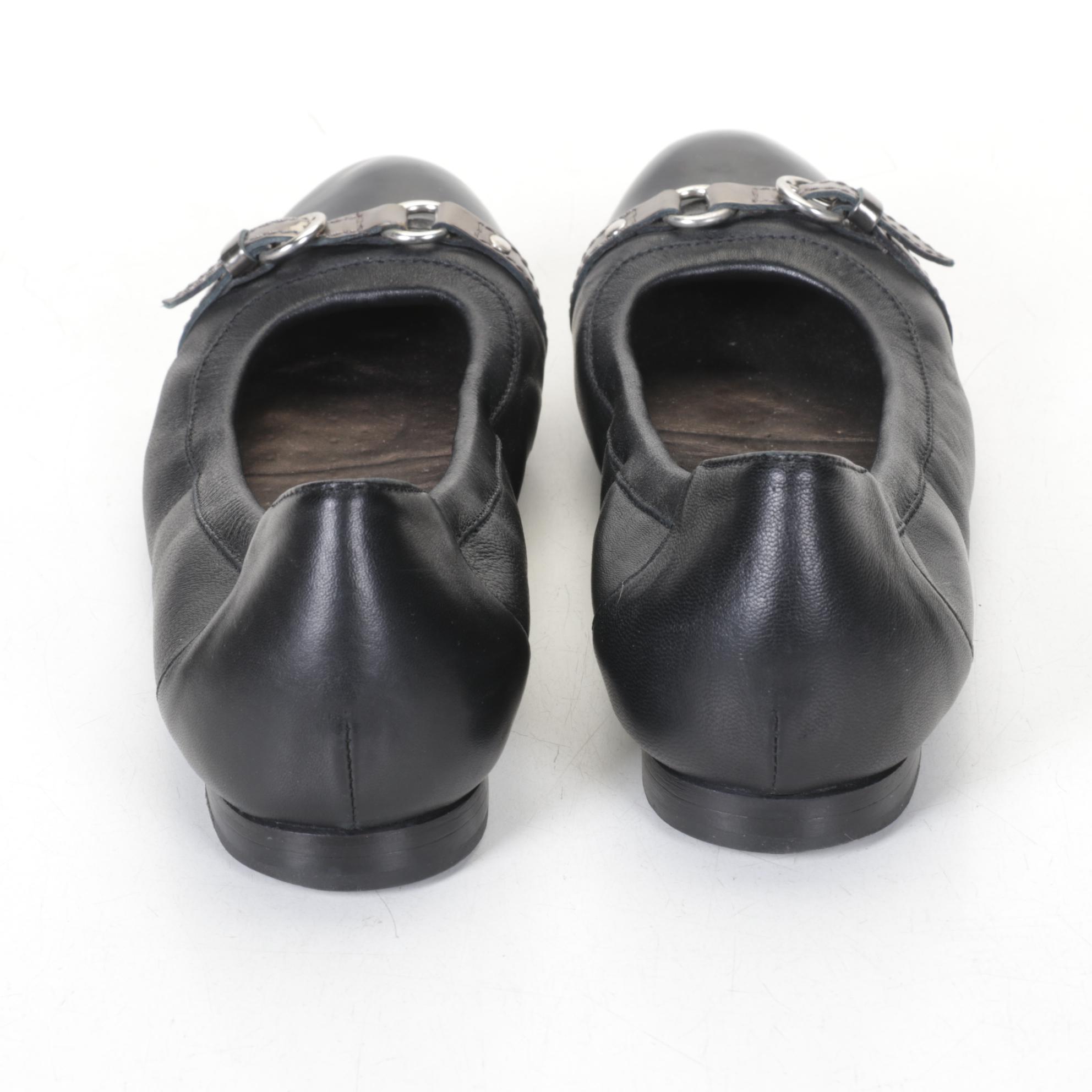 Atillio Giusti Leombruni Patent Leather Cap & Delman Metallic Ballet Flats