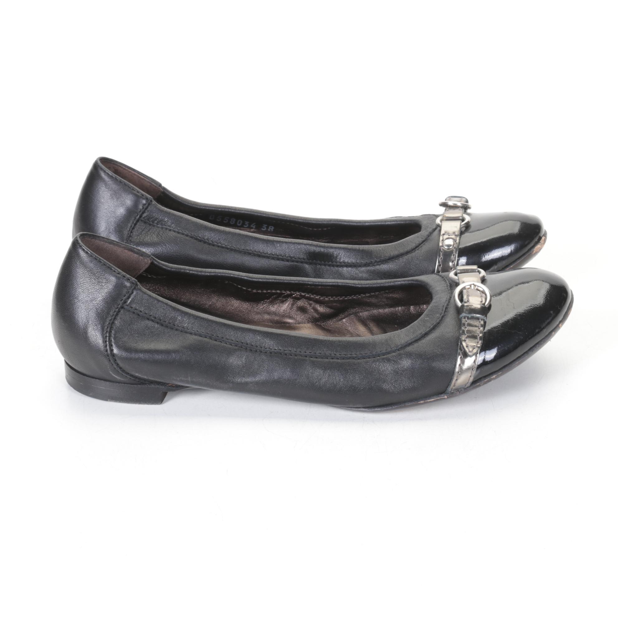 Atillio Giusti Leombruni Patent Leather Cap & Delman Metallic Ballet Flats