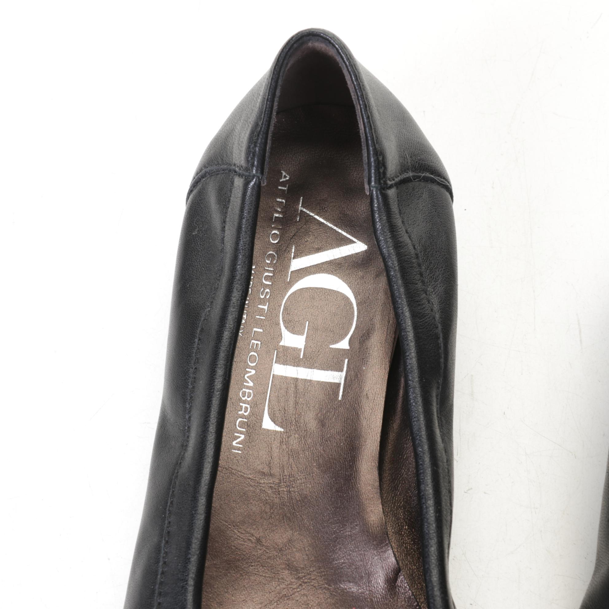Atillio Giusti Leombruni Patent Leather Cap & Delman Metallic Ballet Flats