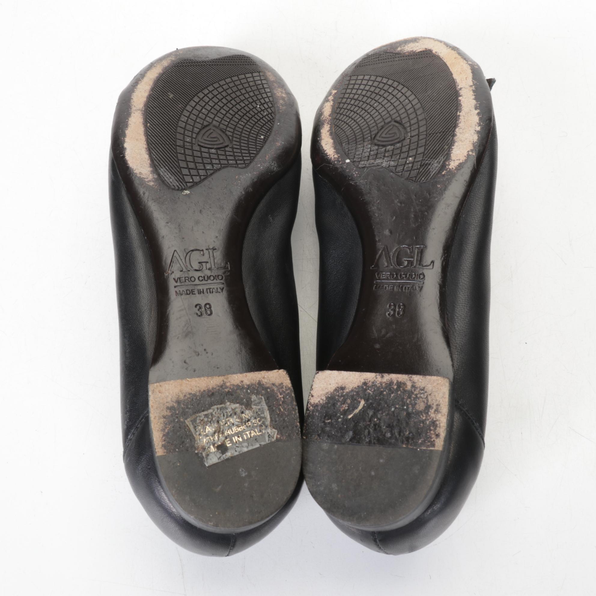 Atillio Giusti Leombruni Patent Leather Cap & Delman Metallic Ballet Flats