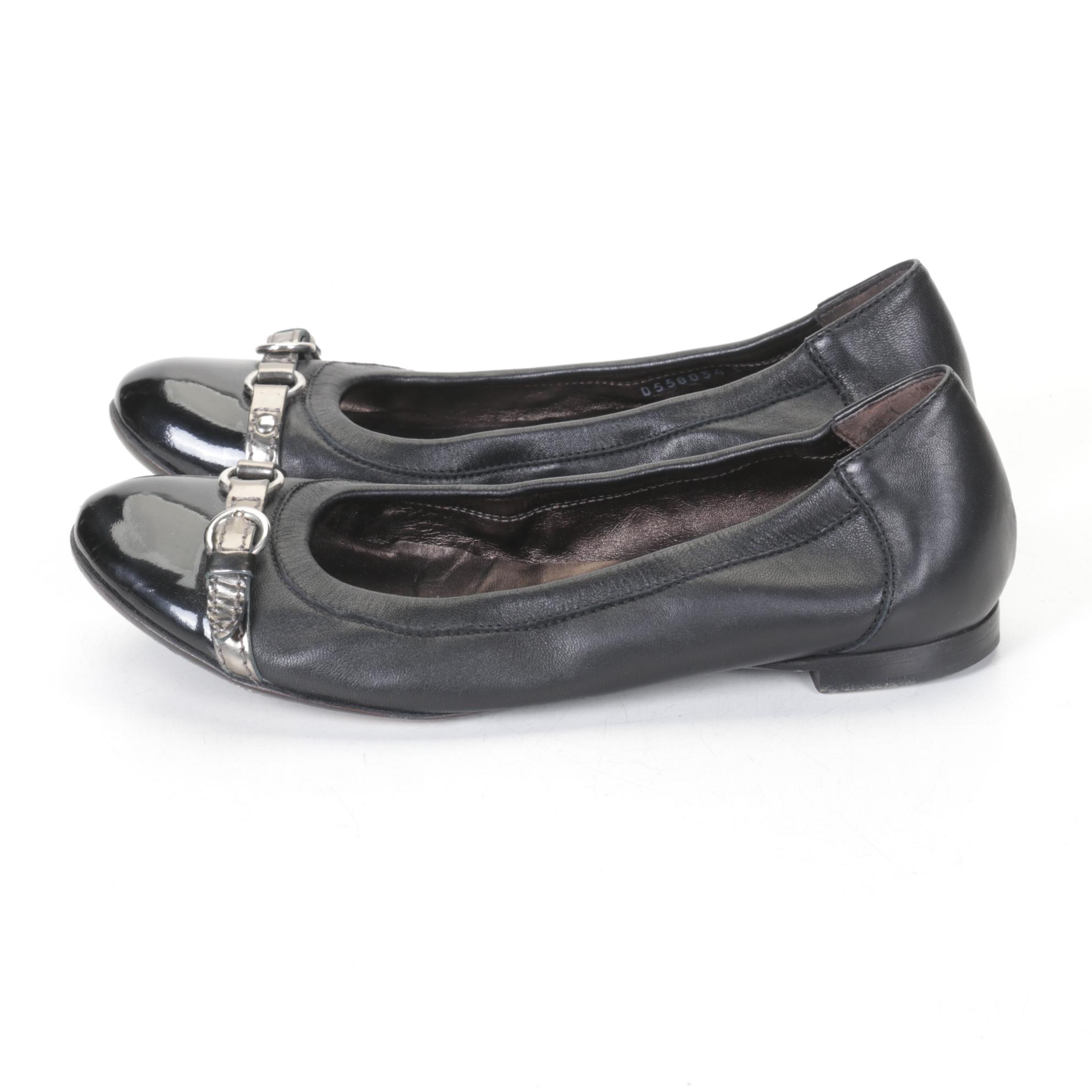 Atillio Giusti Leombruni Patent Leather Cap & Delman Metallic Ballet Flats
