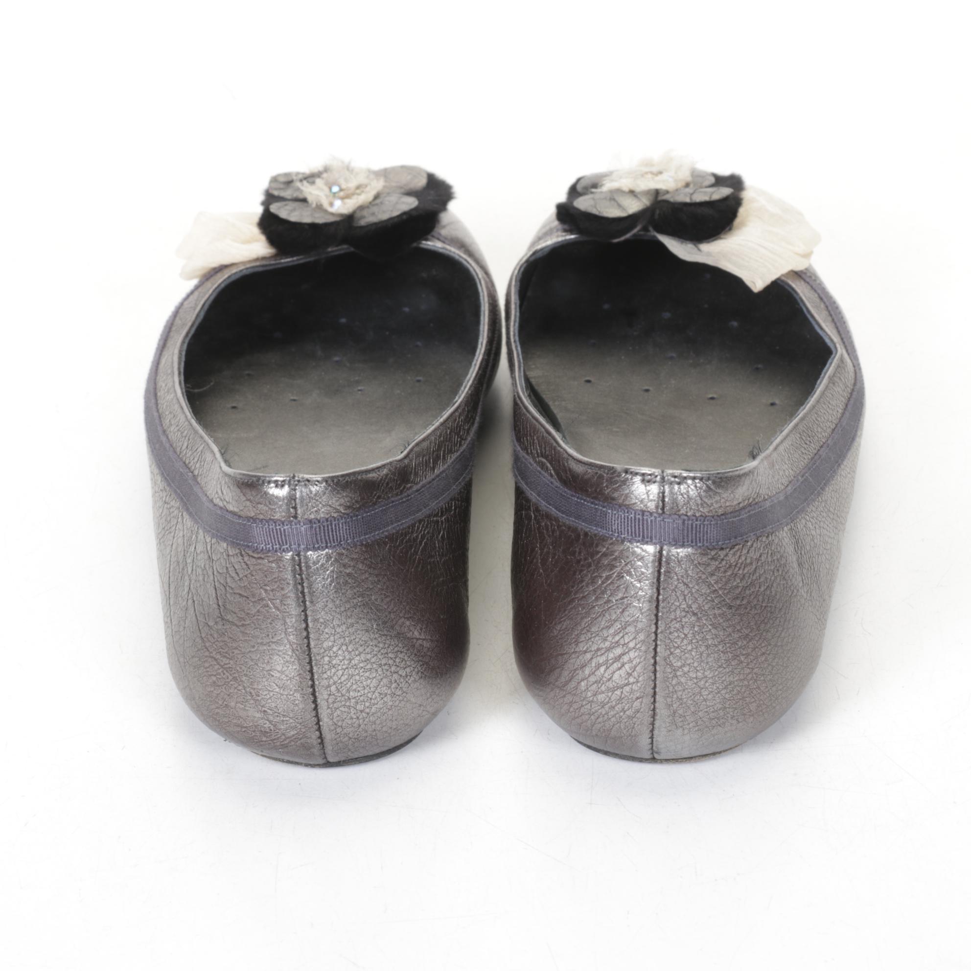 Atillio Giusti Leombruni Patent Leather Cap & Delman Metallic Ballet Flats