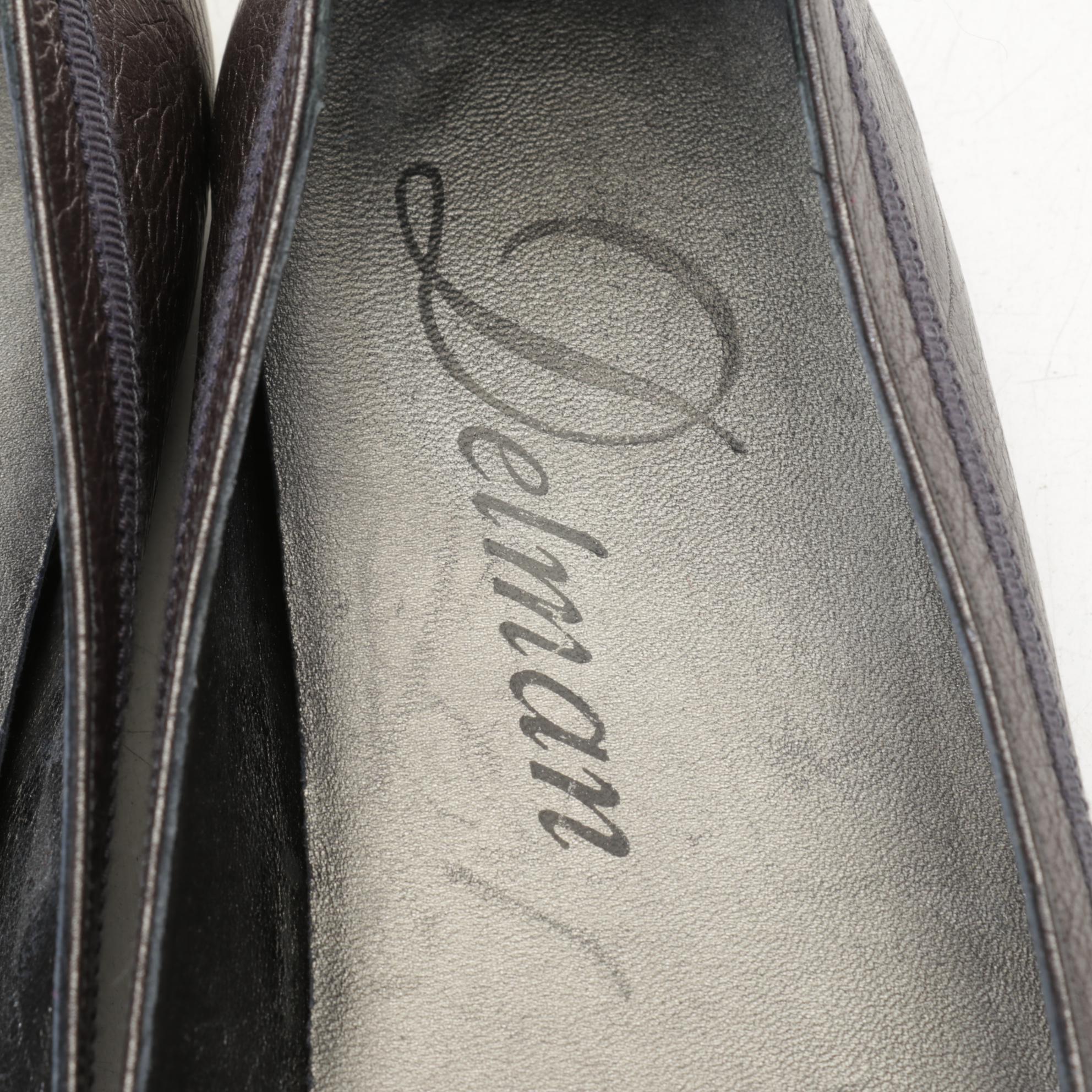 Atillio Giusti Leombruni Patent Leather Cap & Delman Metallic Ballet Flats