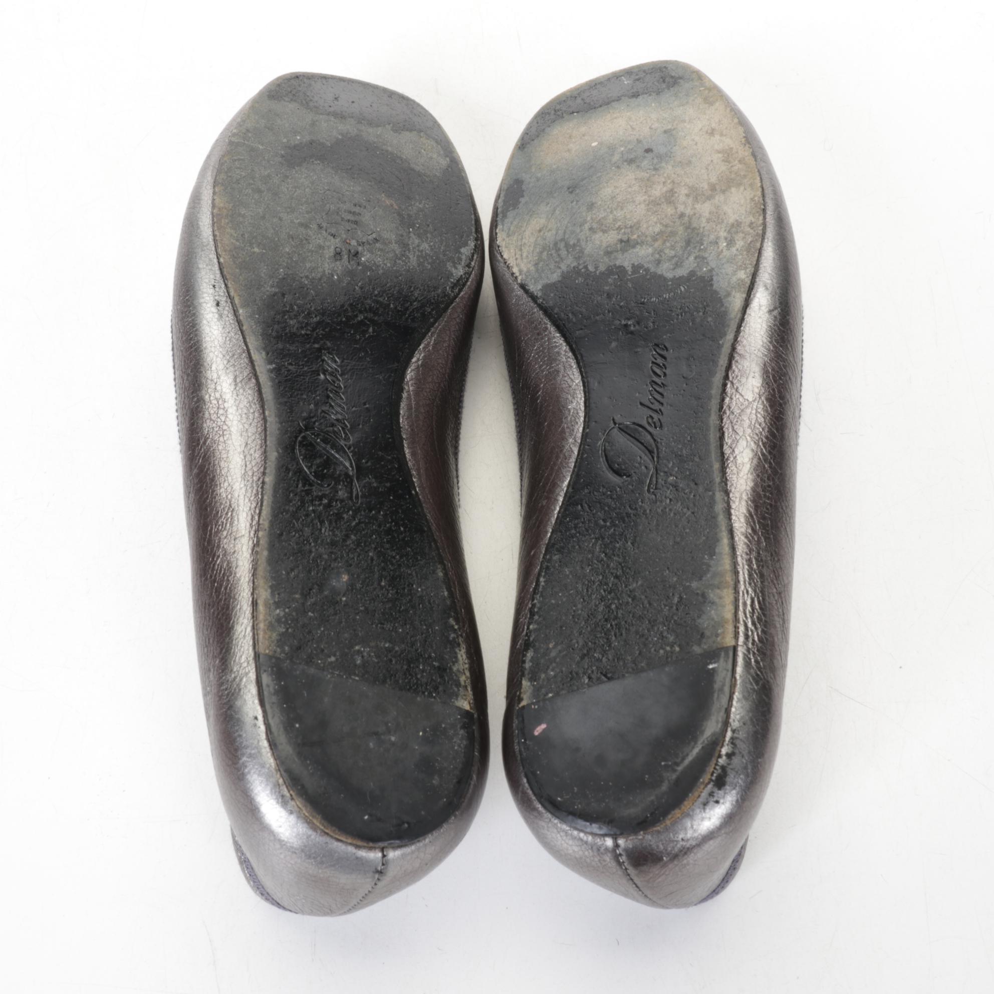 Atillio Giusti Leombruni Patent Leather Cap & Delman Metallic Ballet Flats