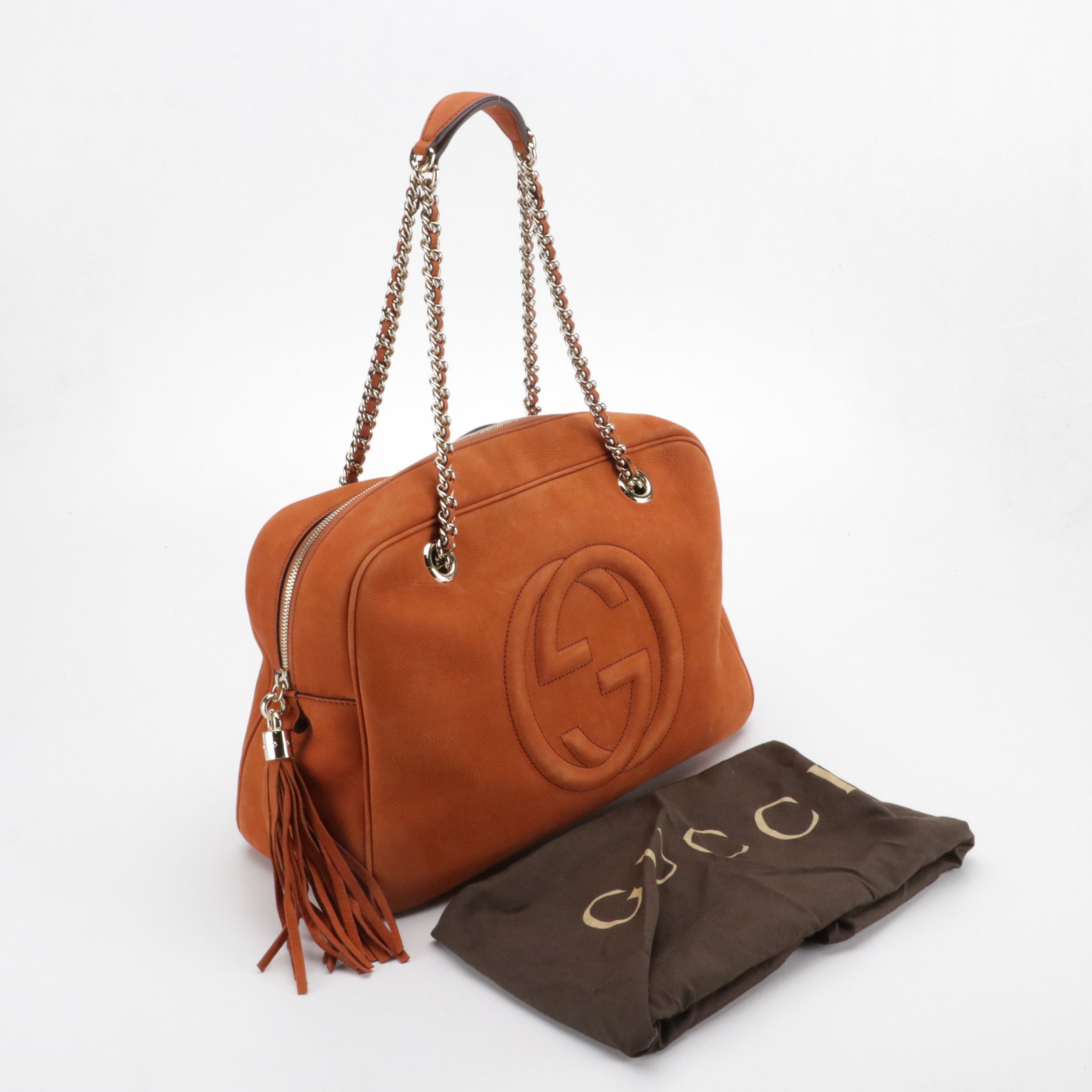 Gucci Interlocking GG Soho Chain Bag in Nubuck Leather