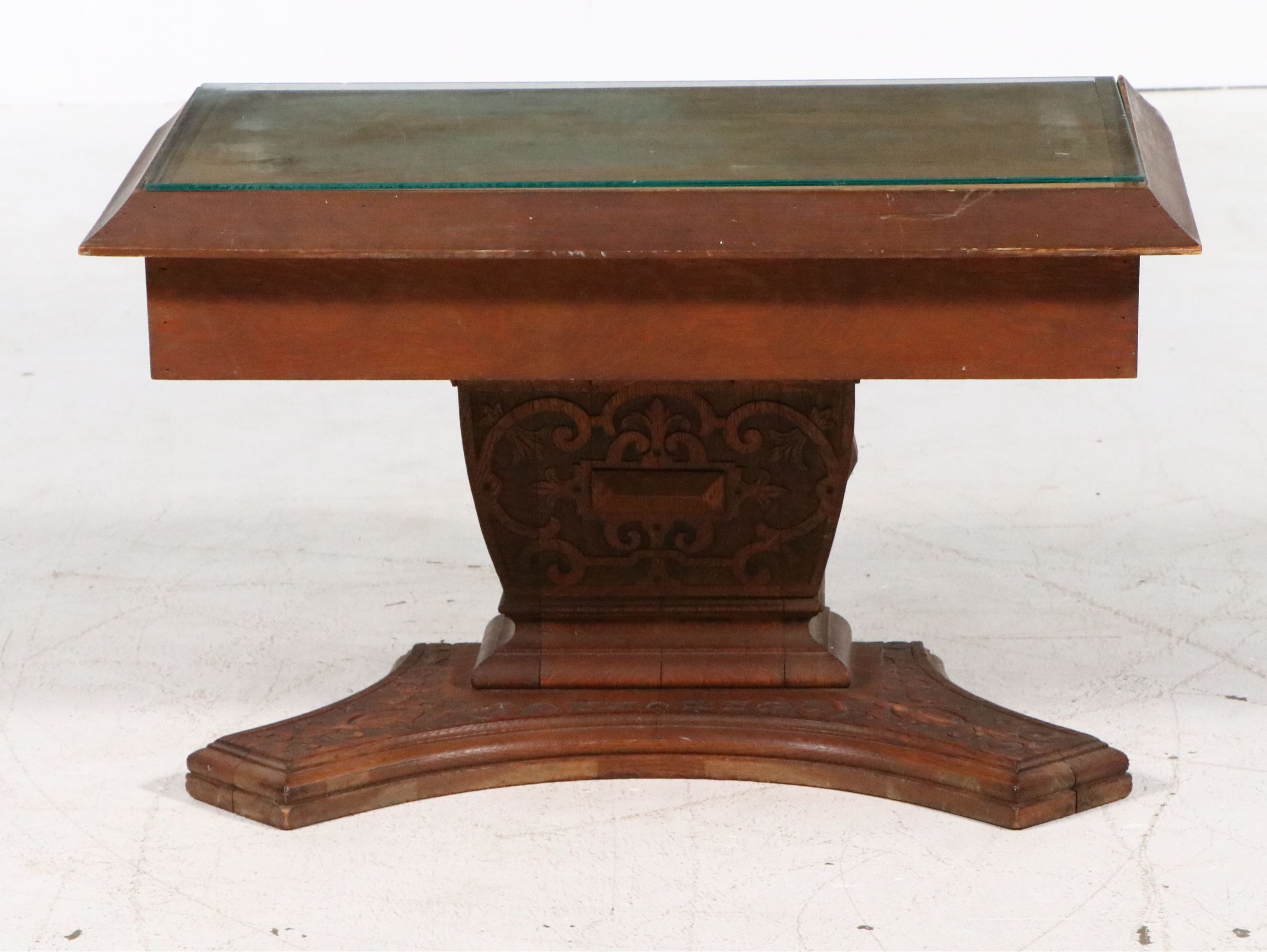 Renaissance Revival Carved Oak Library/Coffee Table, Late 19th Century