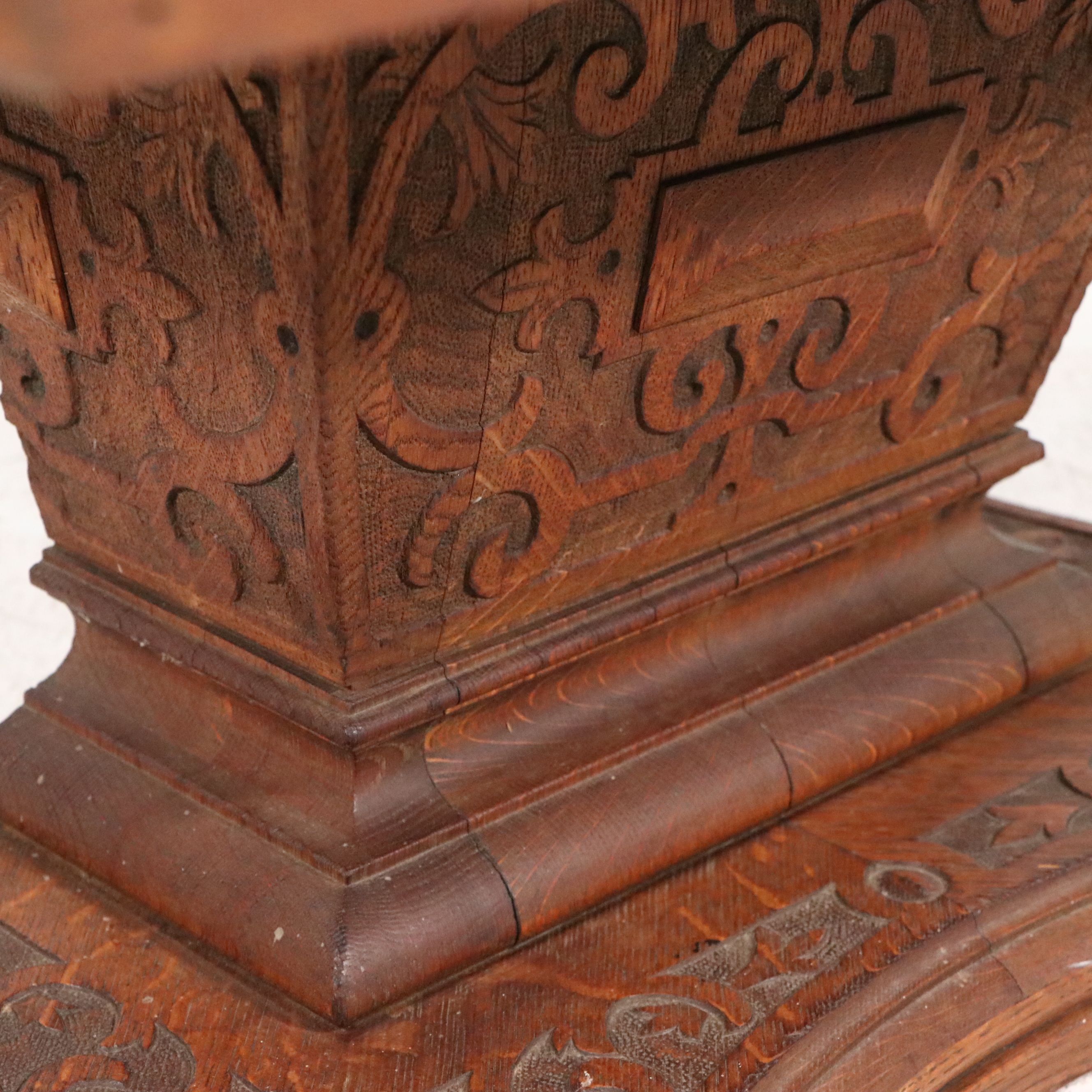 Renaissance Revival Carved Oak Library/Coffee Table, Late 19th Century