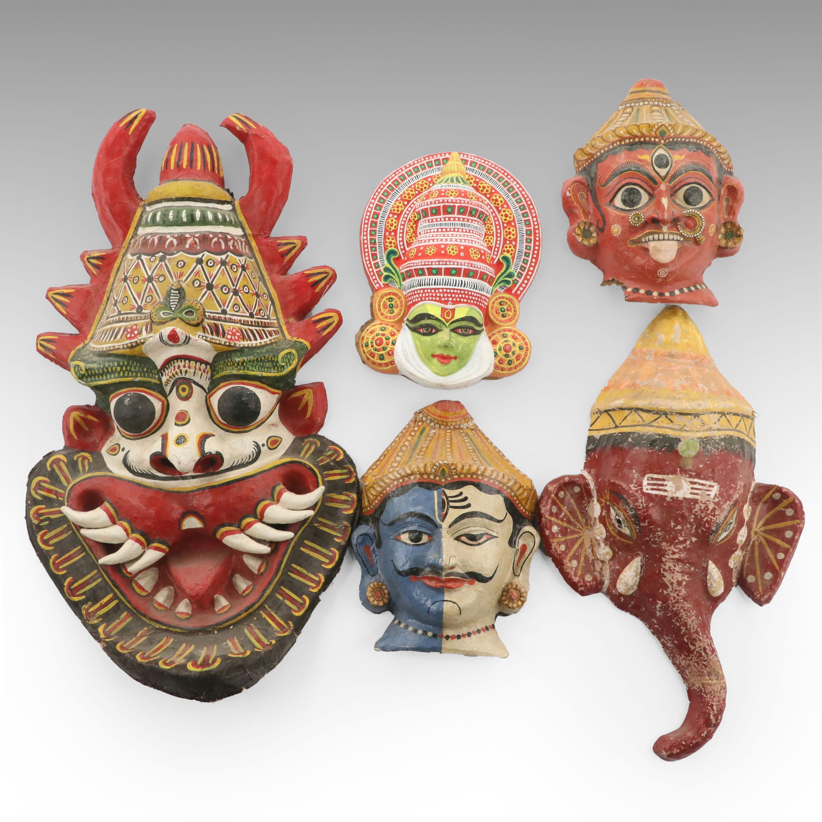 Indian Handcrafted Papier-Mâché Deity Masks